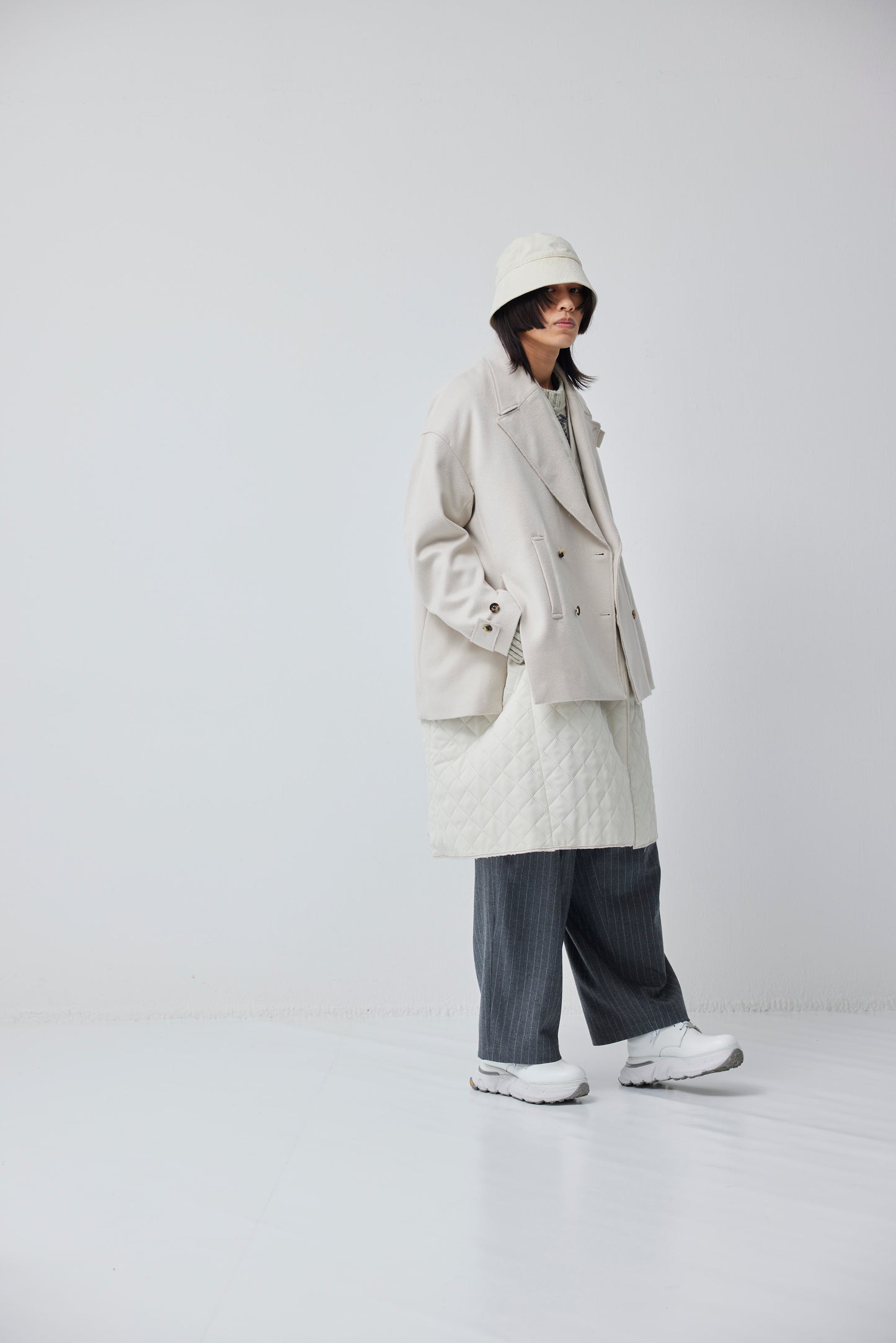 LB23AW-CO01-SSM | Pinsonic Separable 3WAY Chester Coat | IVORY
