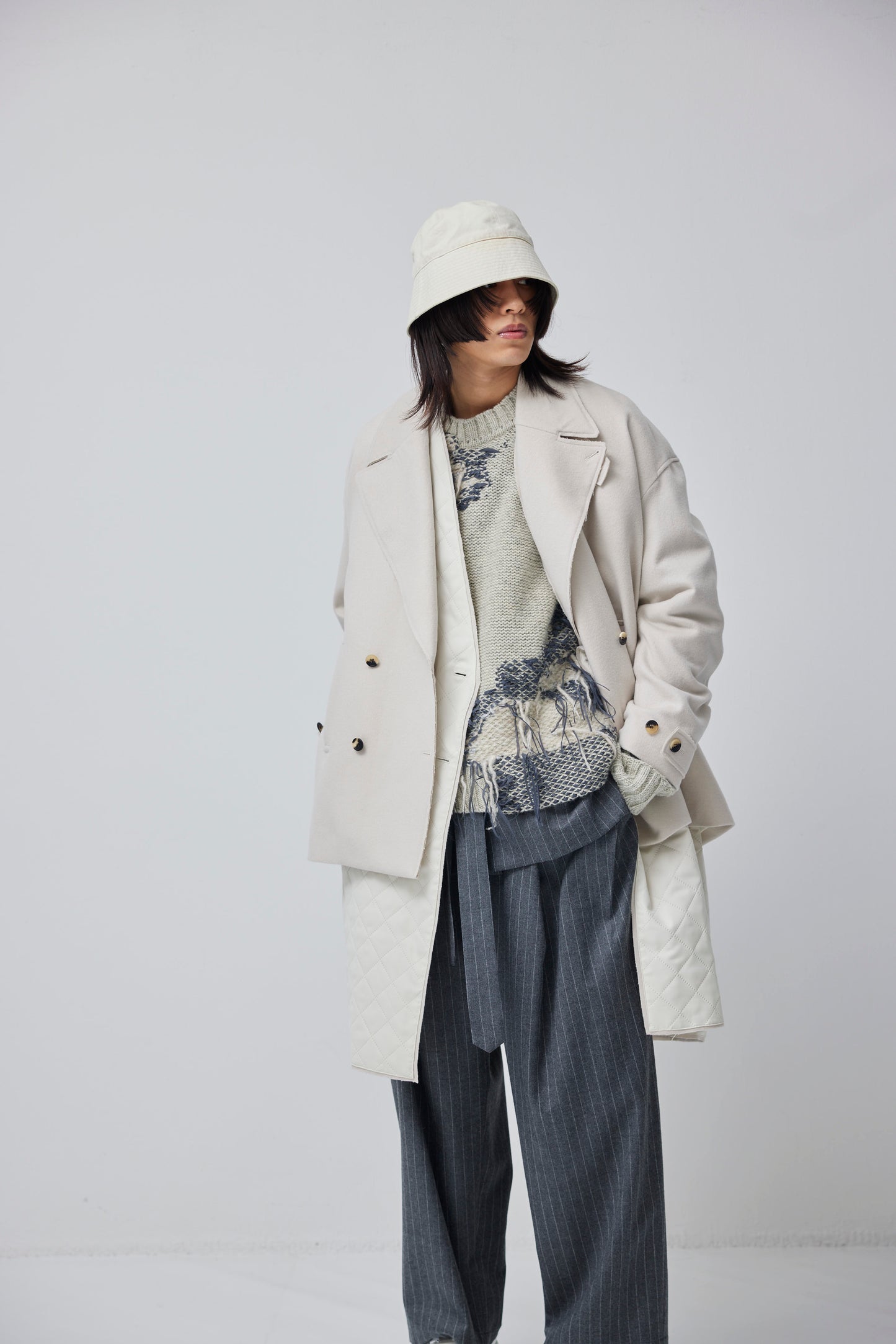 LB23AW-CO01-SSM | Pinsonic Separable 3WAY Chester Coat | IVORY