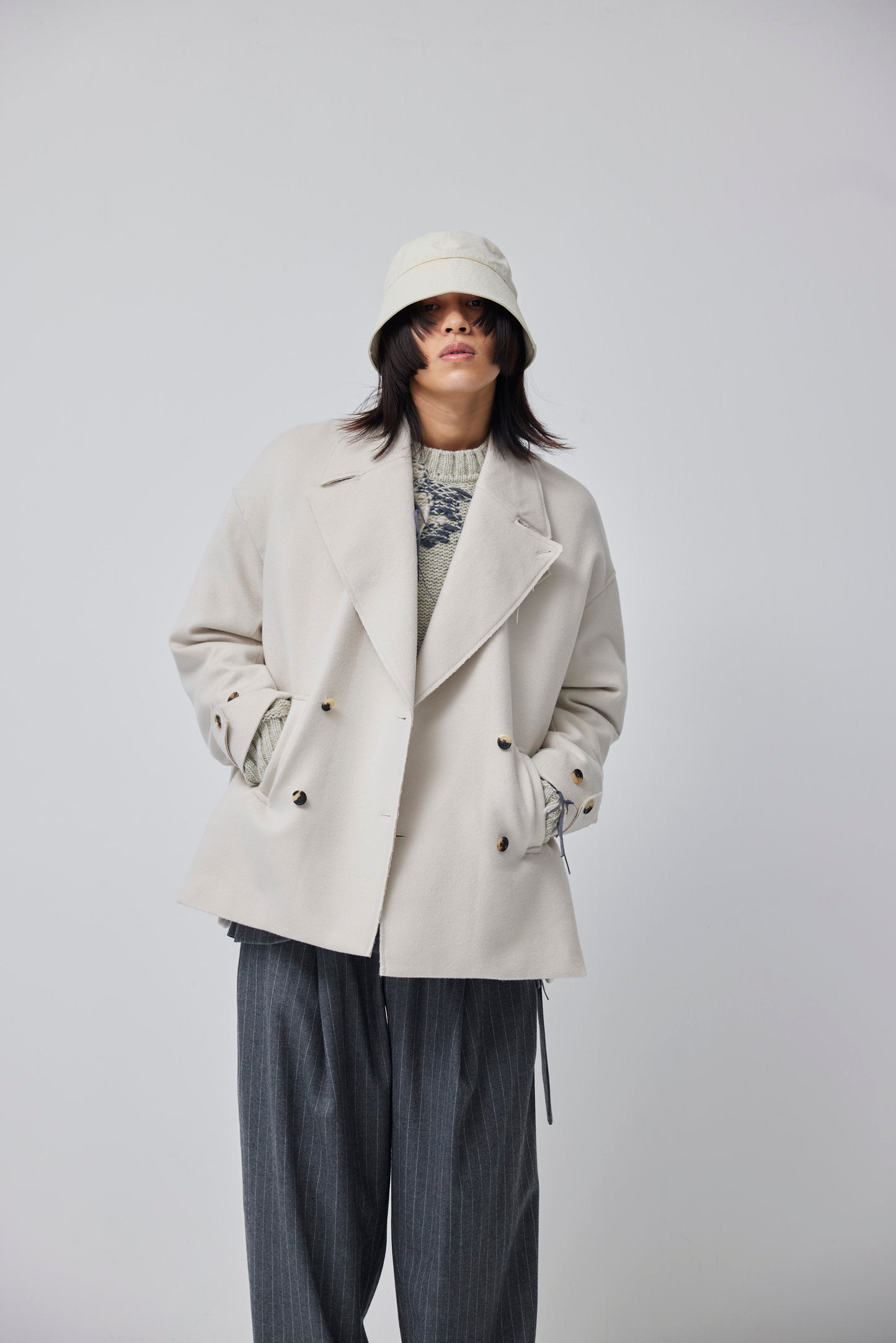 LB23AW-CO01-SSM | Pinsonic Separable 3WAY Chester Coat | IVORY