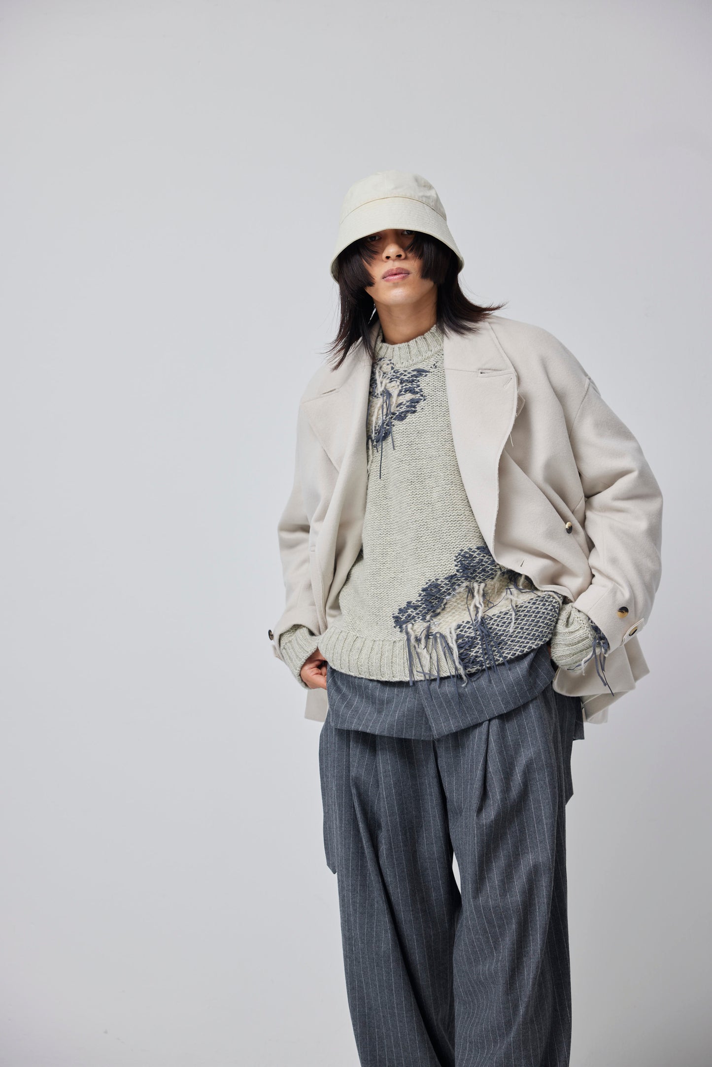 LB23AW-CO01-SSM | Pinsonic Separable 3WAY Chester Coat | IVORY