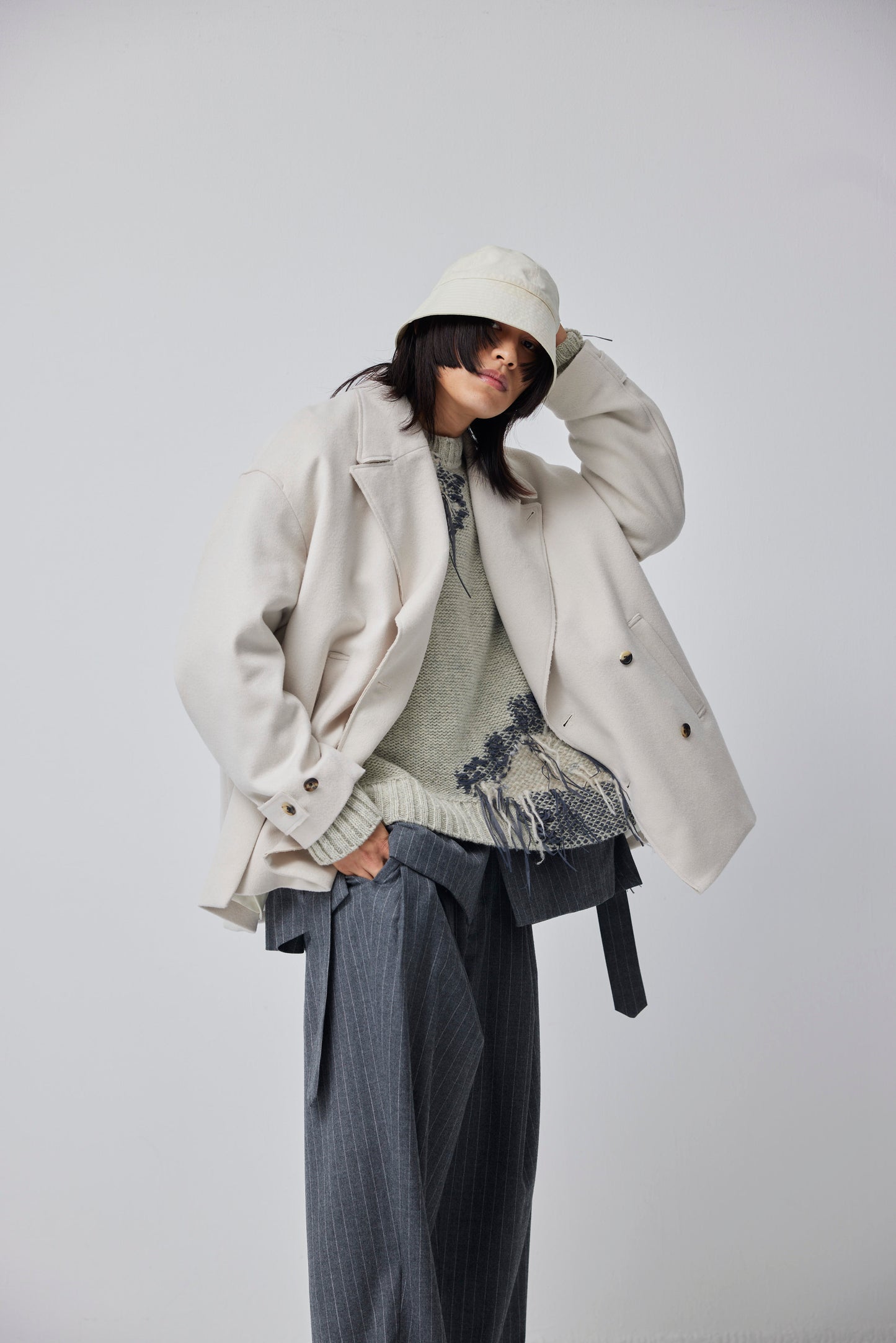 LB23AW-CO01-SSM | Pinsonic Separable 3WAY Chester Coat | IVORY