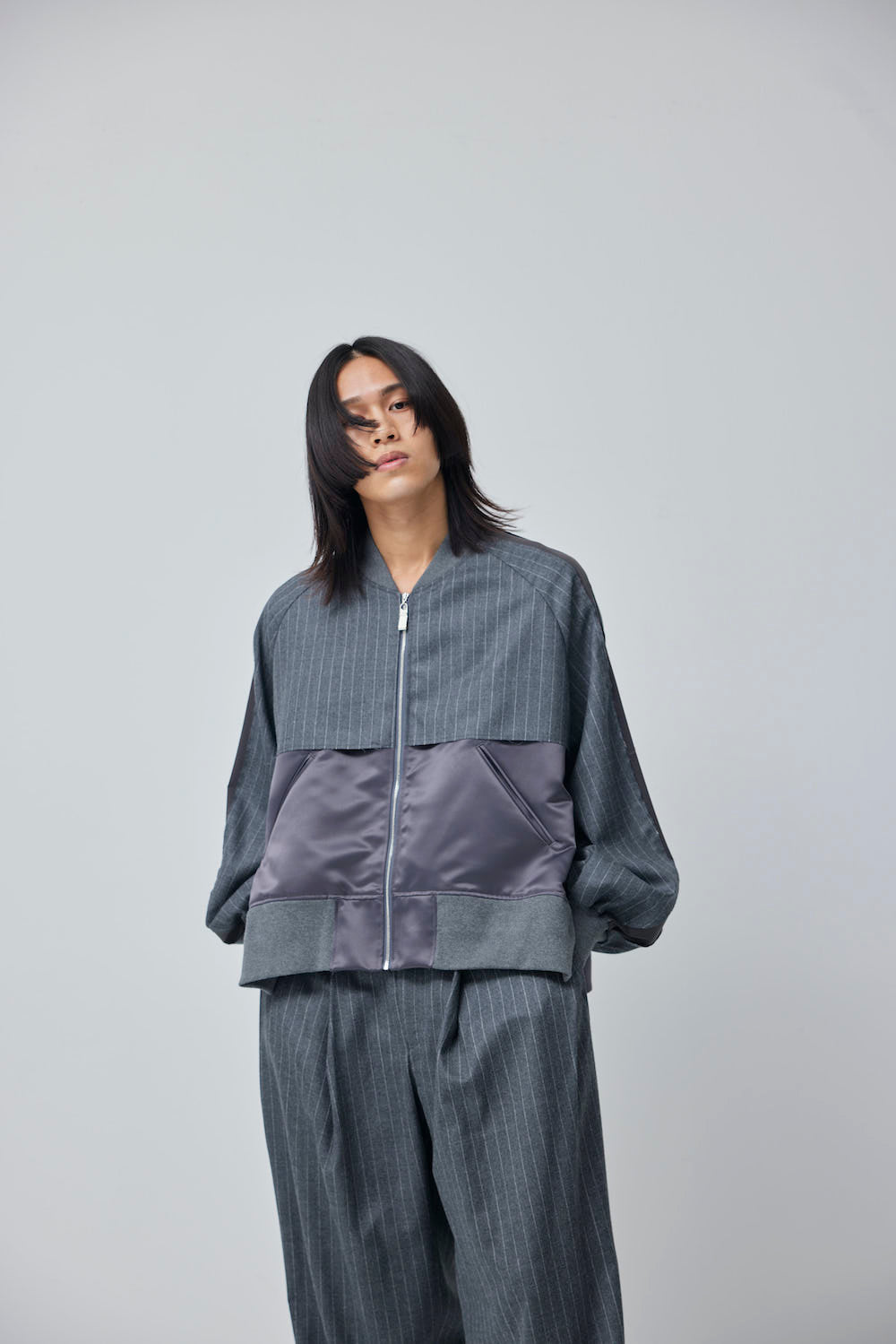 LB23AW-BL01-GST | ストライプウールサージスーベニアジャケット | GRAY STRIPE