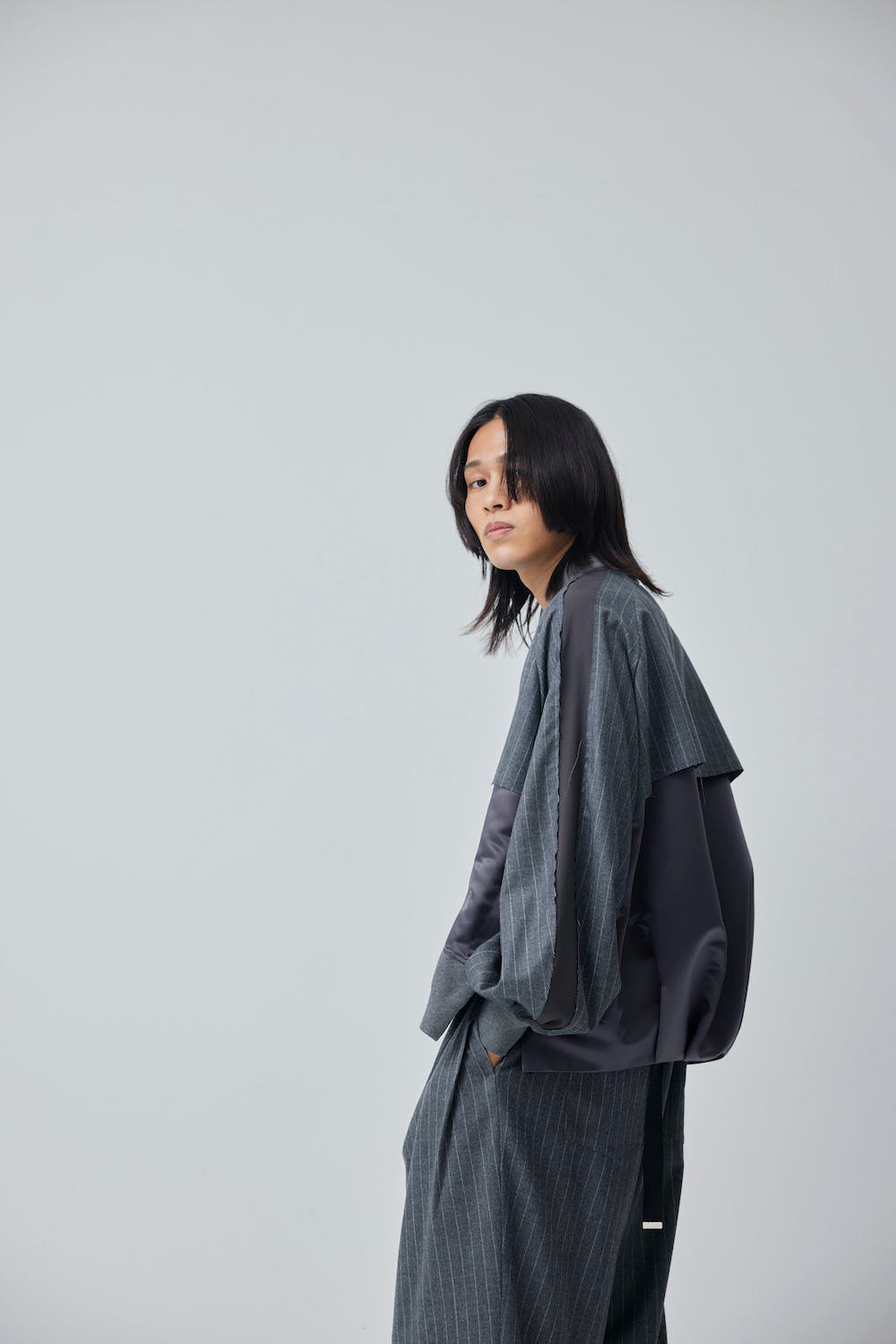 LB23AW-BL01-GST | ストライプウールサージスーベニアジャケット | GRAY STRIPE