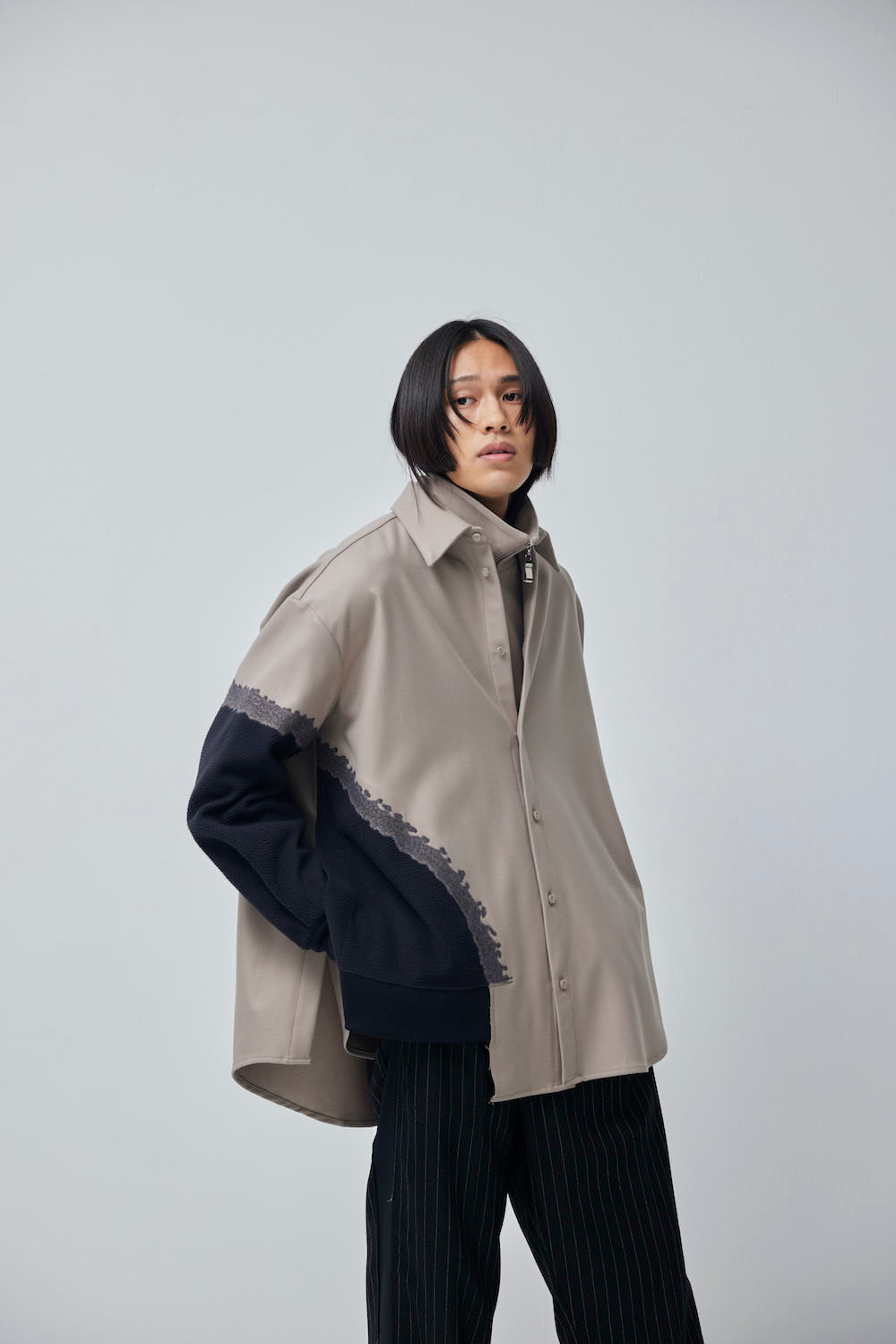 LB23AW-SH01-NDP-PL | ニードルパンチドッキングシャツ | WOOD×BLACK