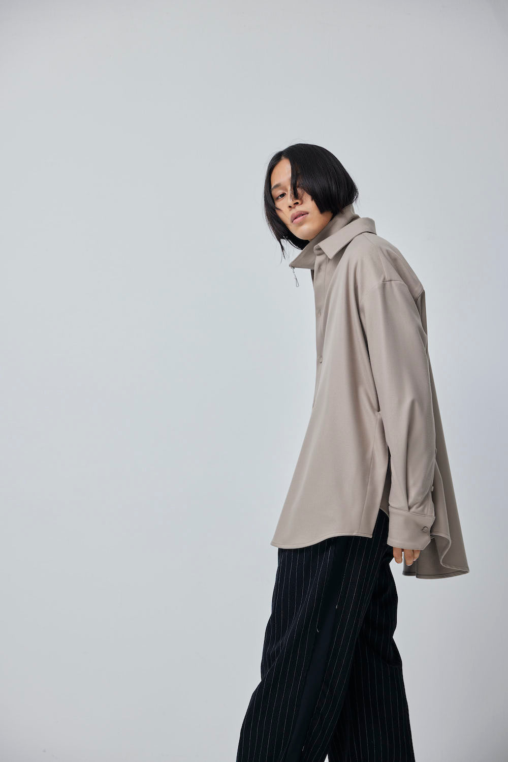 LB23AW-SH01-NDP-PL | ニードルパンチドッキングシャツ | WOOD×BLACK
