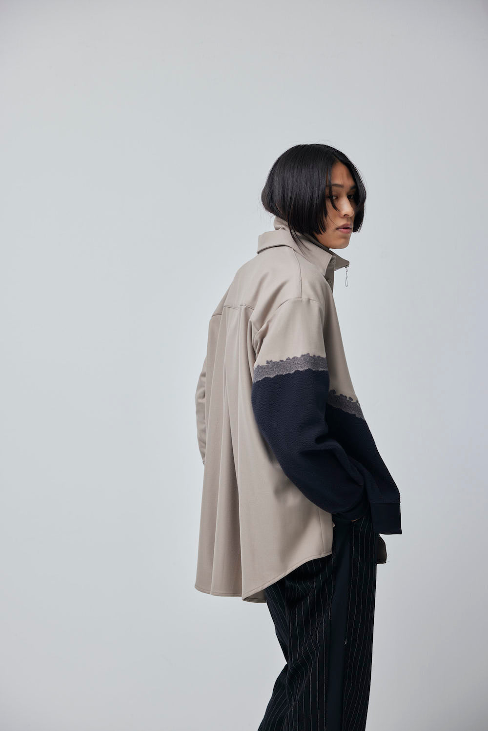 LB23AW-SH01-NDP-PL | ニードルパンチドッキングシャツ | WOOD×BLACK