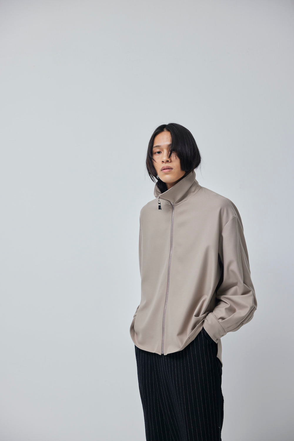 LB23AW-SHBL01-CWE-PL | ダブルカフストラックシャツジャケット | WOOD×BLACK