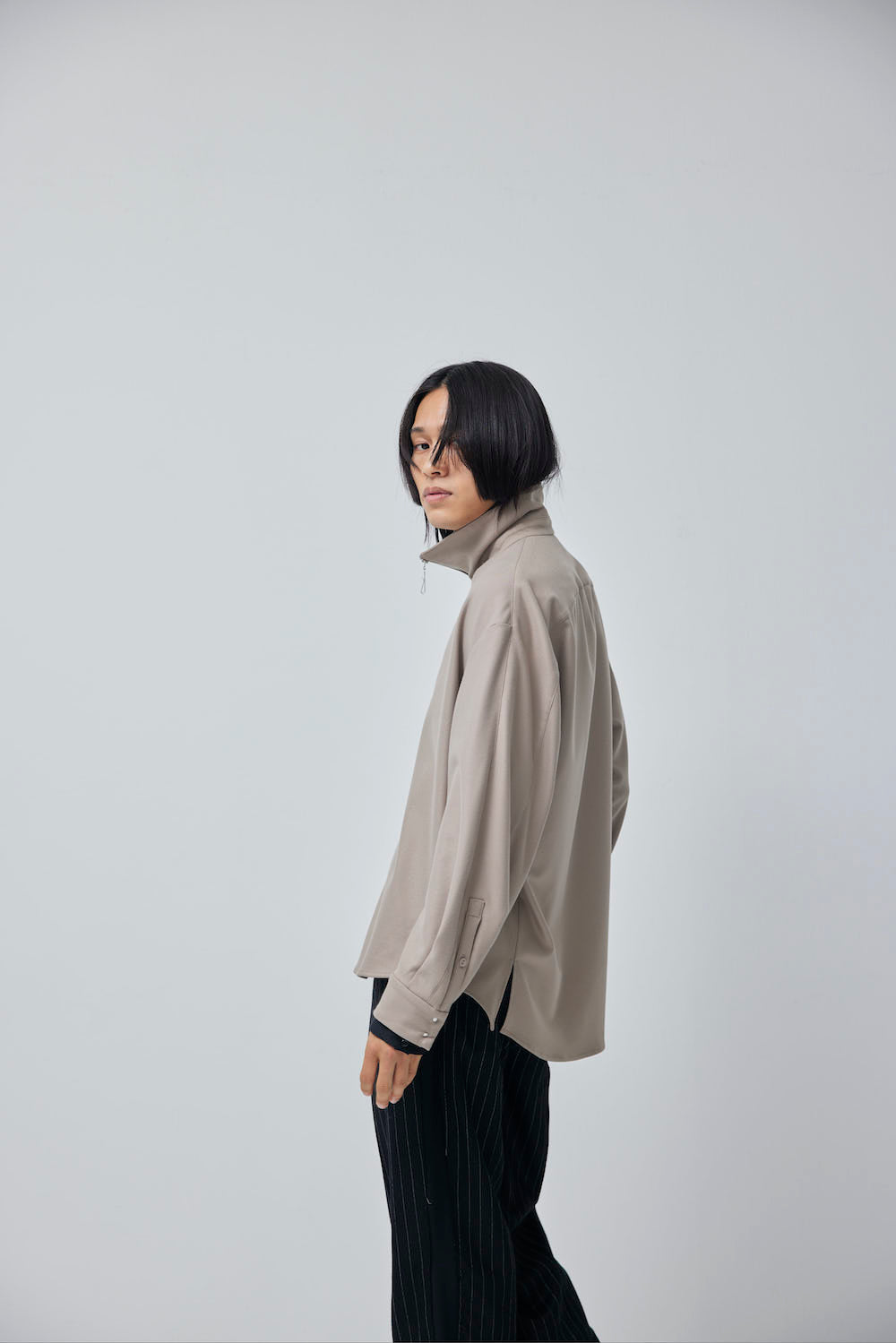 LB23AW-SHBL01-CWE-PL | ダブルカフストラックシャツジャケット | WOOD×BLACK