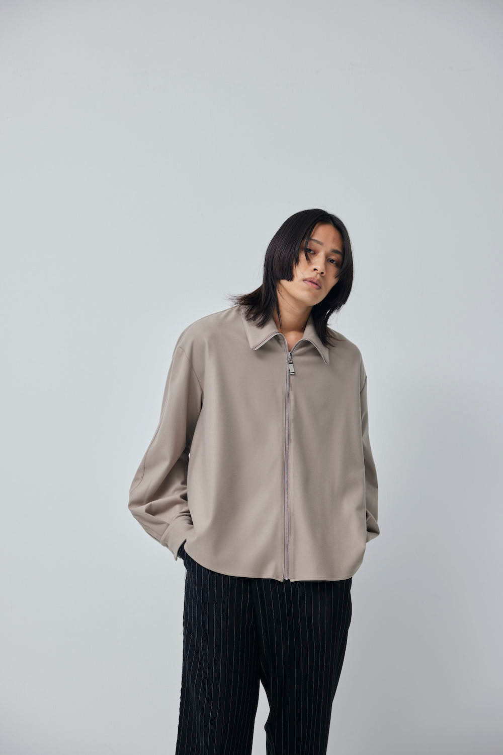 LB23AW-SHBL01-CWE-PL | ダブルカフストラックシャツジャケット | WOOD×BLACK