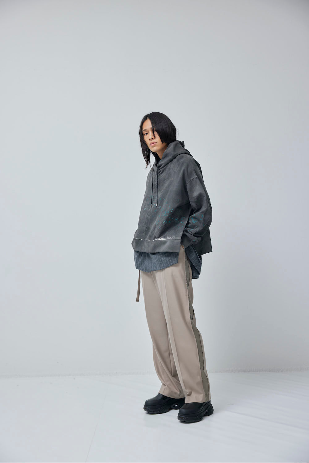 LB23AW-PK01-STC | 3D 石膏风格颜料连帽衫 | 铁