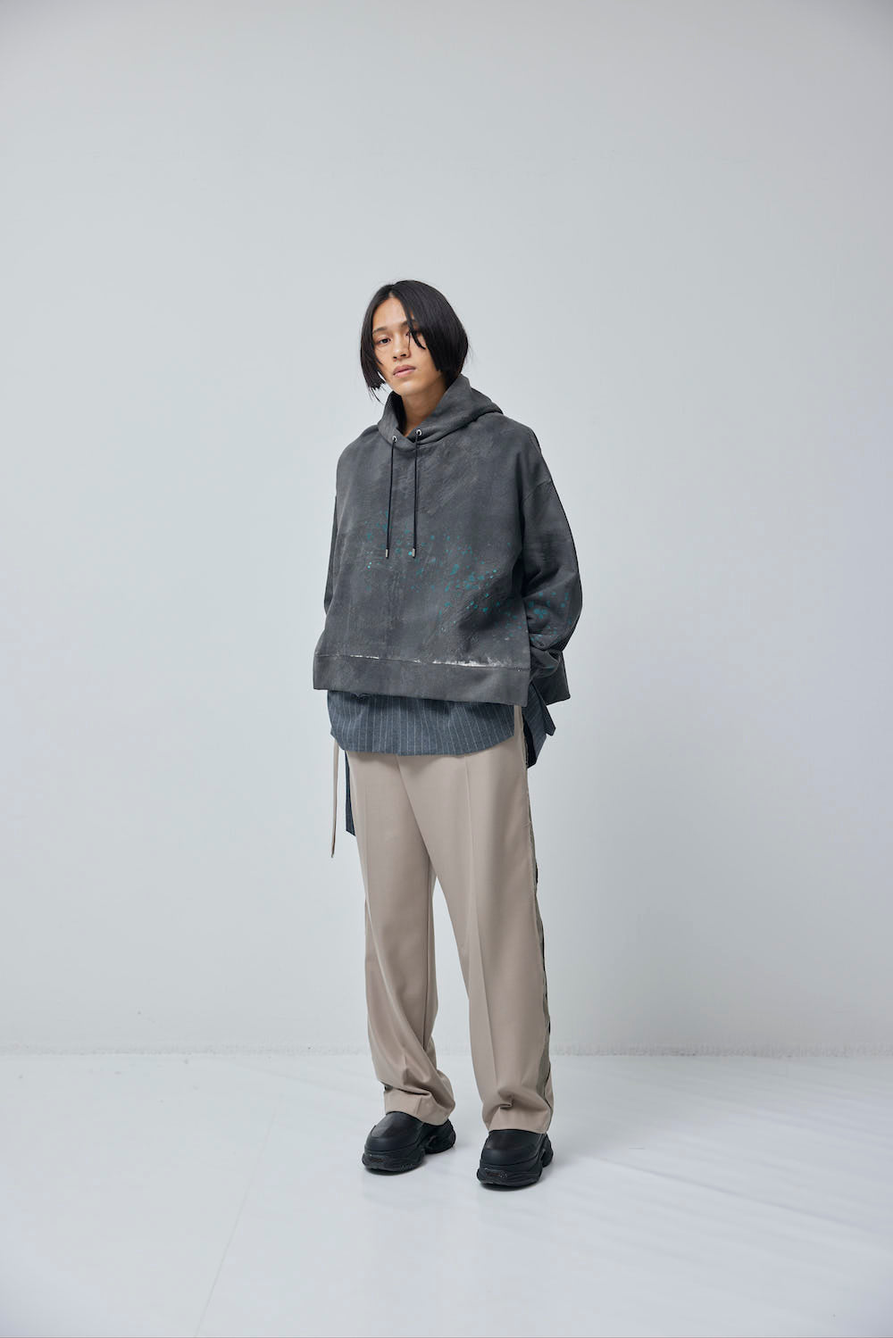 LB23AW-PK01-STC | 3D 石膏风格颜料连帽衫 | 铁