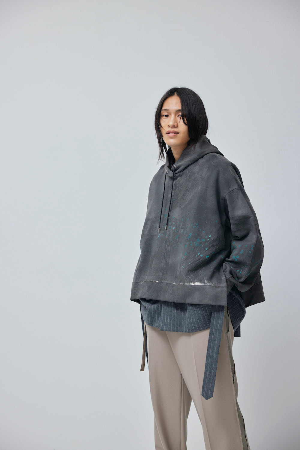 LB23AW-PK01-STC | 3D 石膏风格颜料连帽衫 | 铁