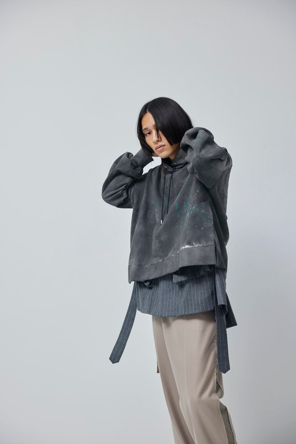 LB23AW-PK01-STC | 3D 石膏风格颜料连帽衫 | 铁