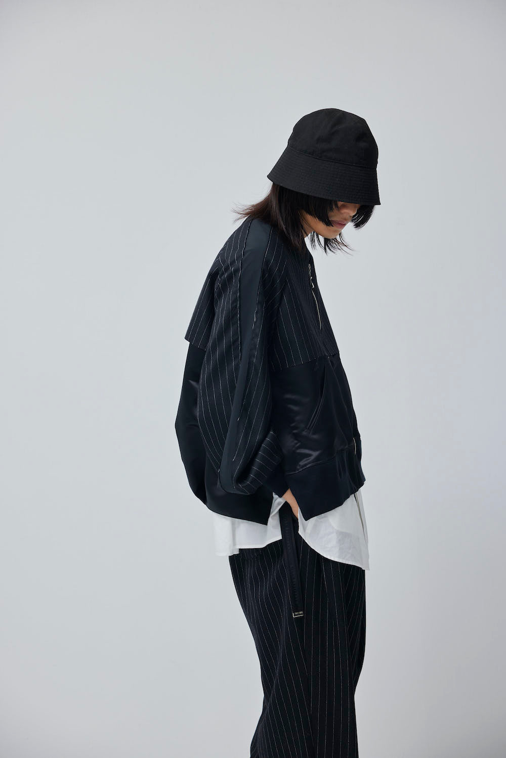 LB23AW-BL01-GST | ストライプウールサージスーベニアジャケット | BLACK STRIPE
