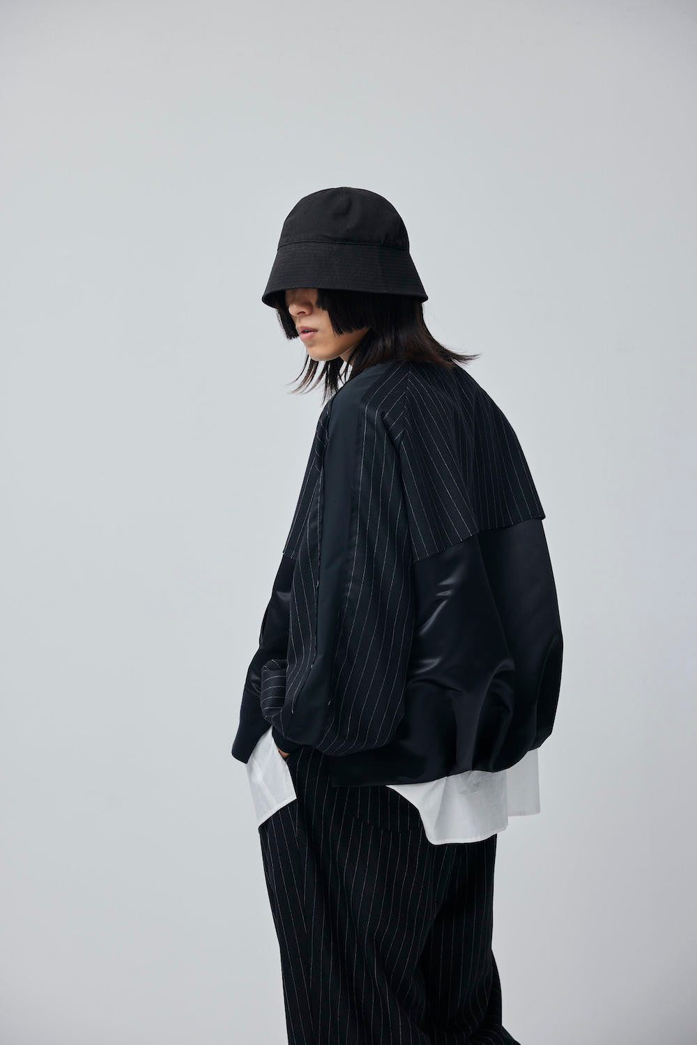 LB23AW-BL01-GST | ストライプウールサージスーベニアジャケット | BLACK STRIPE