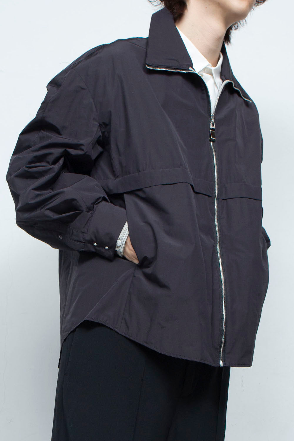 【50%off】LB24SS-SHBL01-TFT | パウダータッチタフタトラックシャツジャケット | BLACK