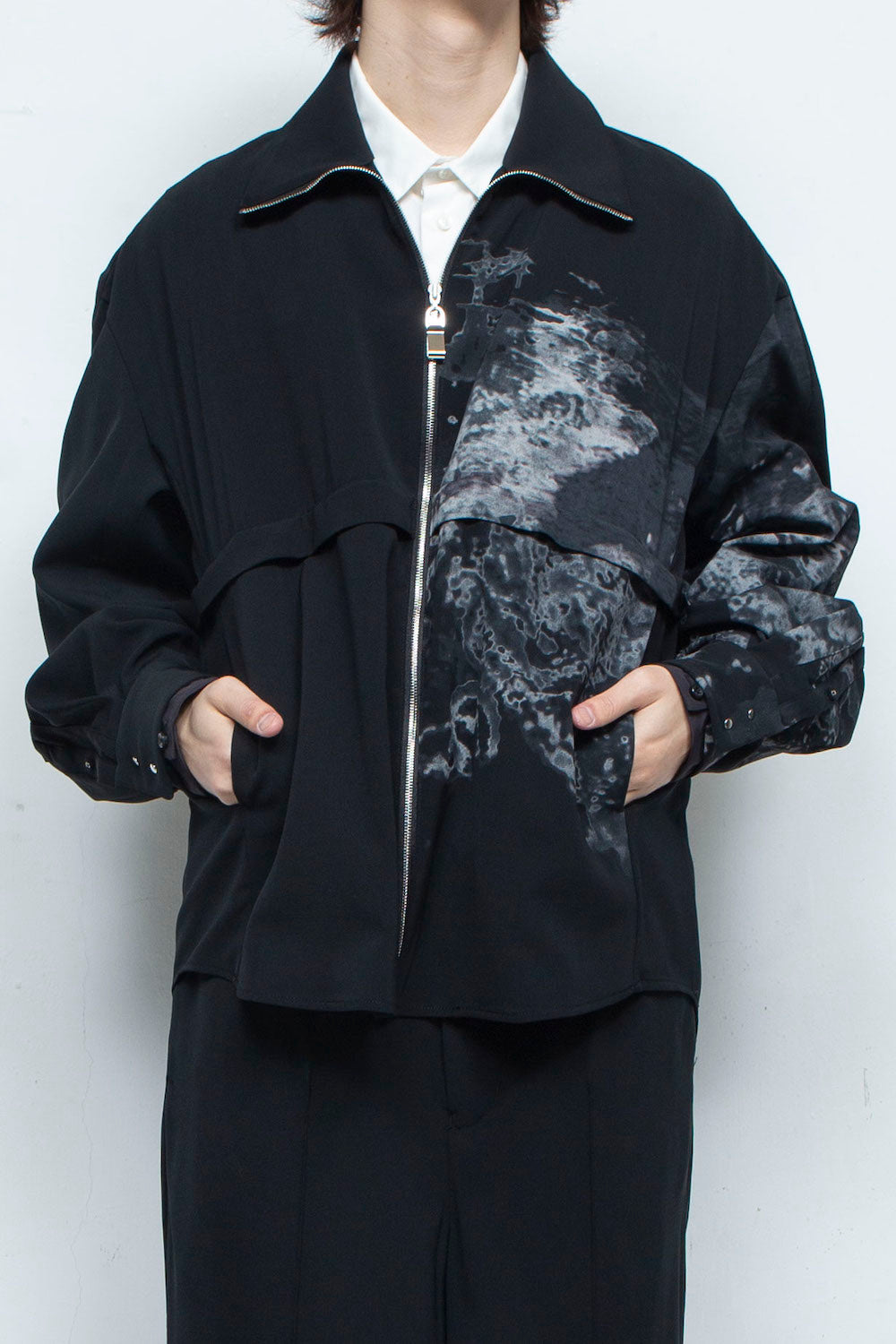 LB24SS-SHBL01-SLV-SRK | アートモチーフトラックシャツジャケット | BLACK