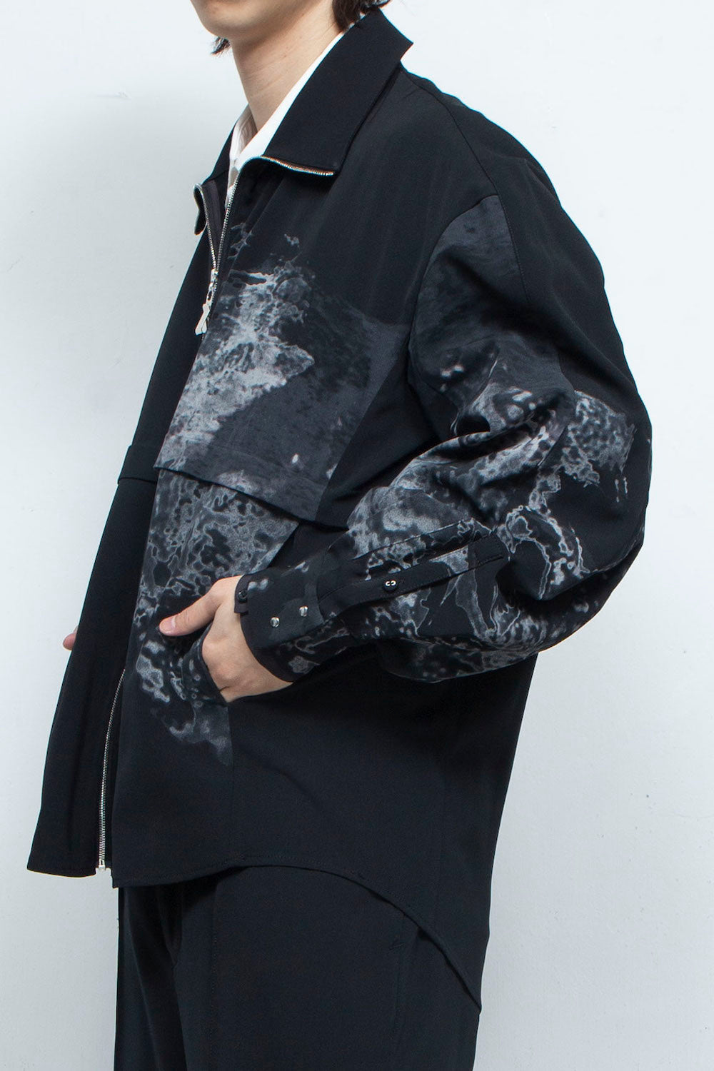 LB24SS-SHBL01-SLV-SRK | アートモチーフトラックシャツジャケット | BLACK