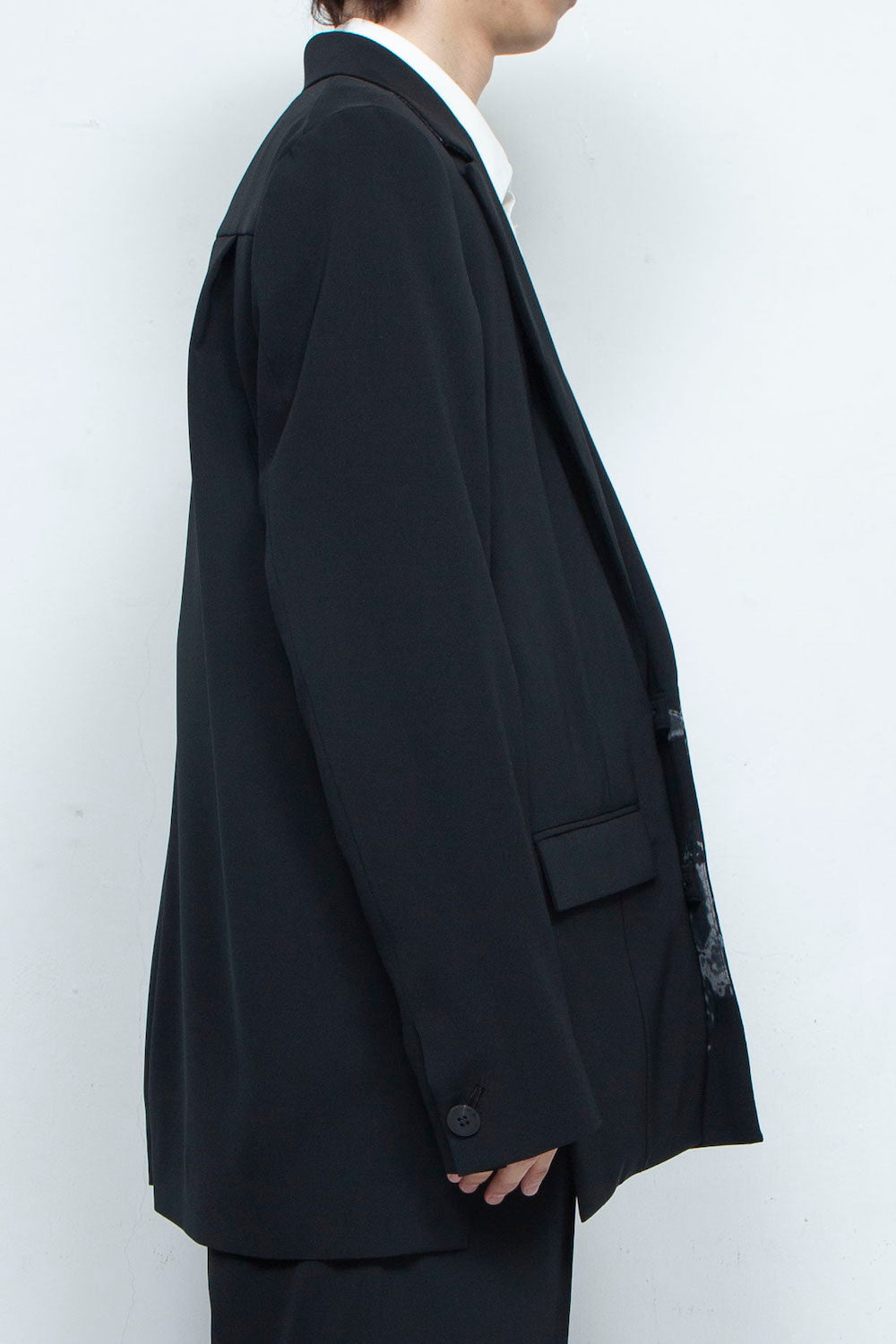 LB24SS-JK06-SLV-SRK | Art motif 2B tailored single jacket | BLACK