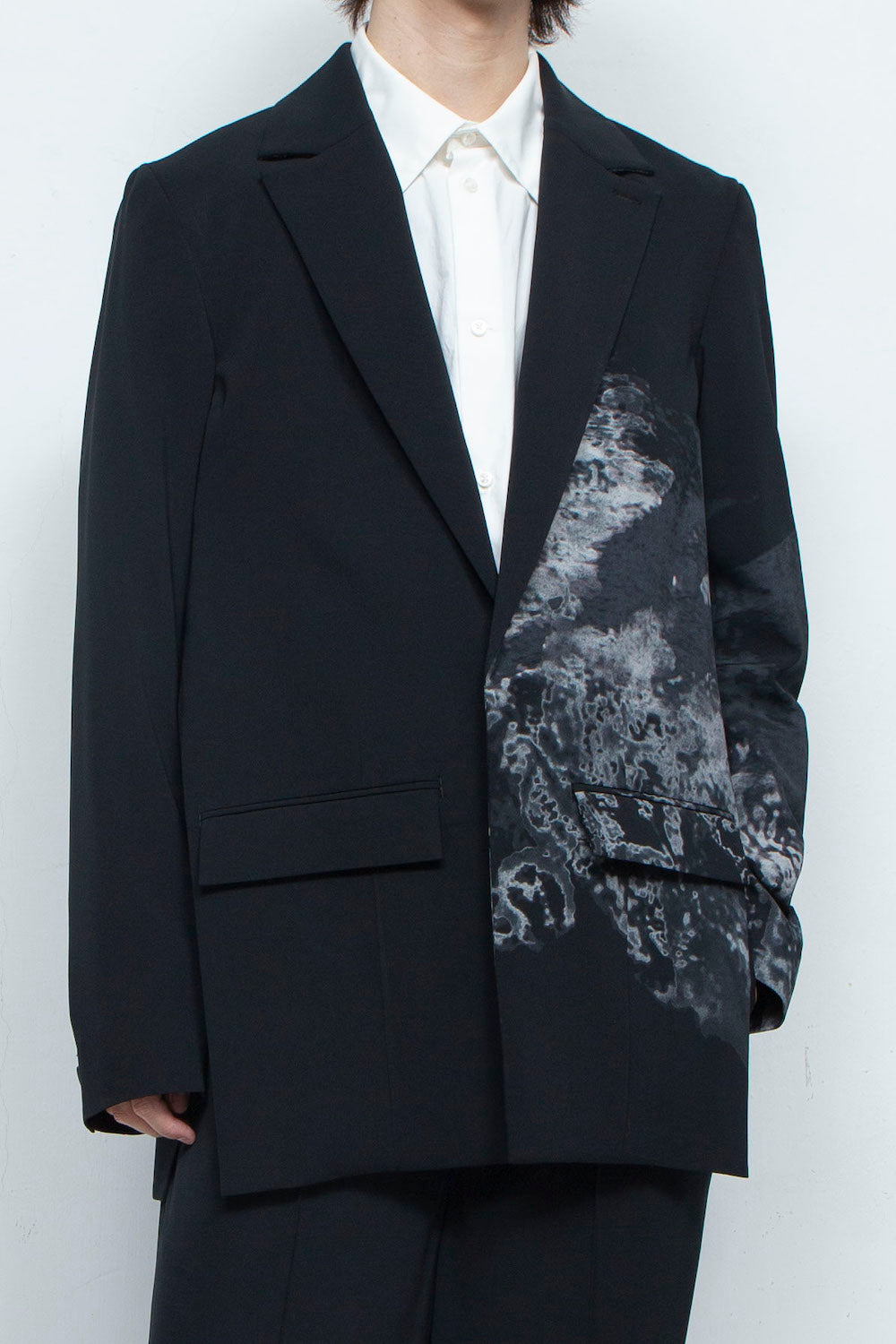 LB24SS-JK06-SLV-SRK | Art motif 2B tailored single jacket | BLACK