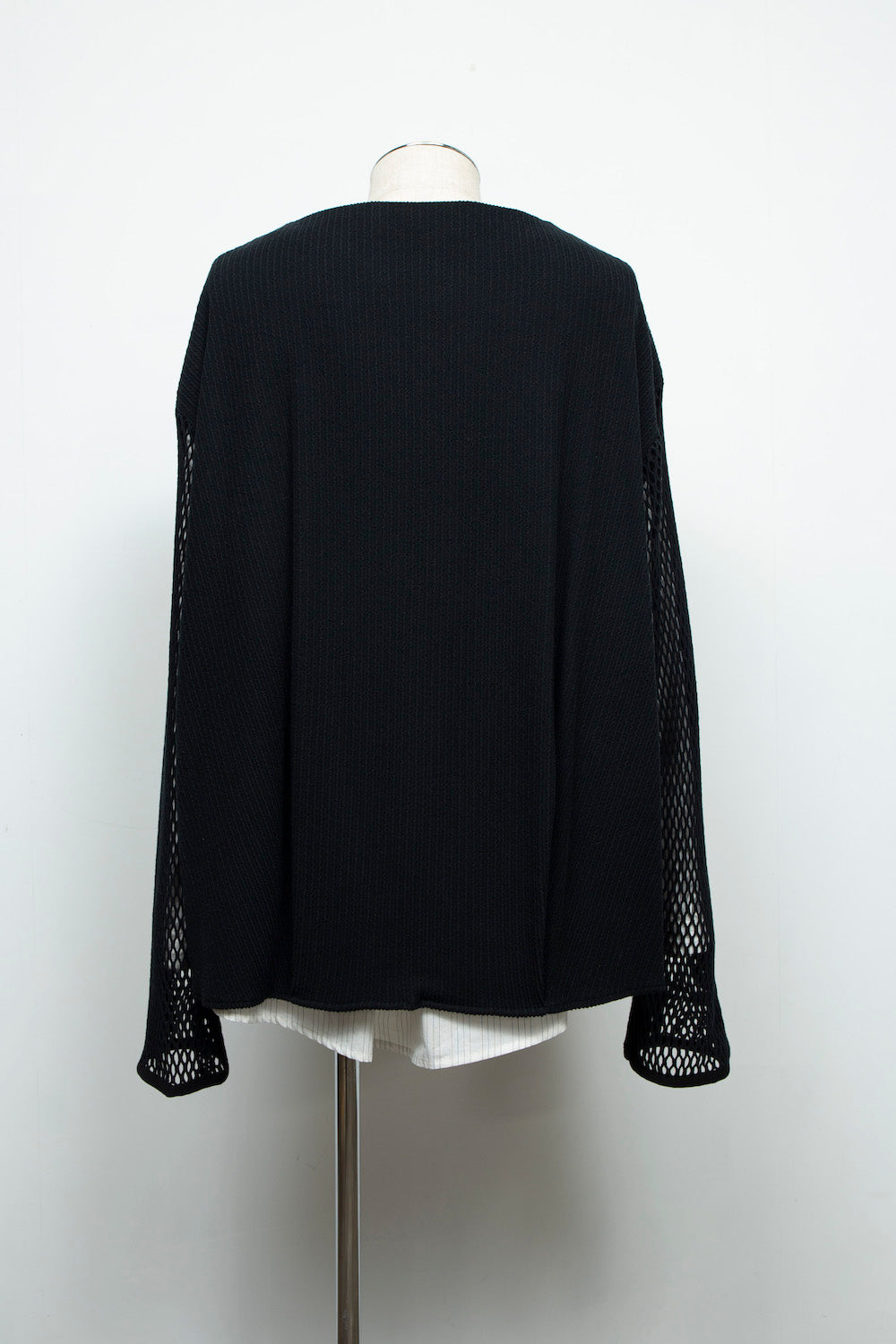 *限定カラー* LB24AW-PO06-FSJ | フェイクレイヤーボートネックプルオーバー | BLACK×WHITE PIN STRIPE