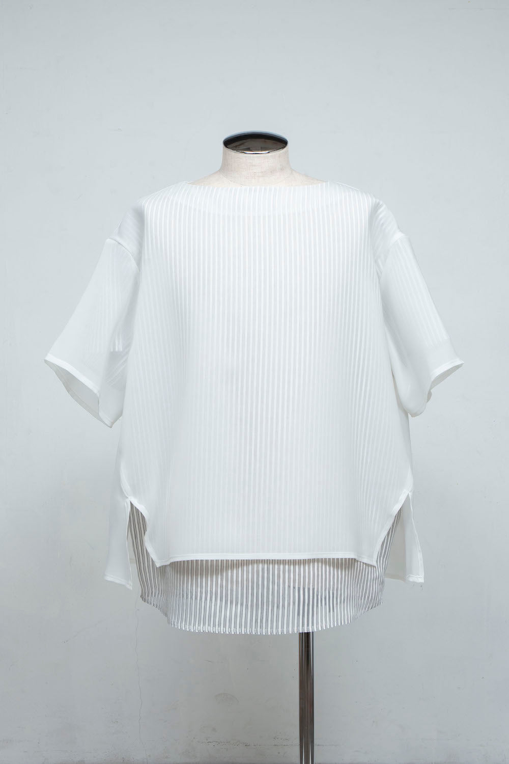 LB24SS-PO06-ETR | ボートネックフェイクレイヤープルオーバー | WHITE