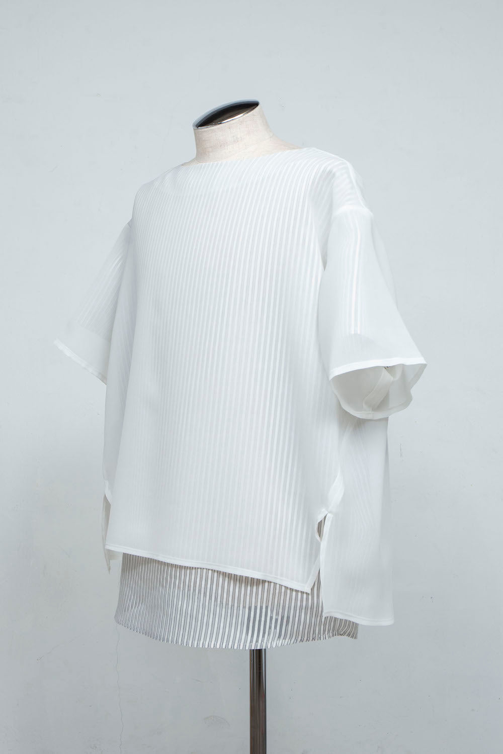 LB24SS-PO06-ETR | ボートネックフェイクレイヤープルオーバー | WHITE