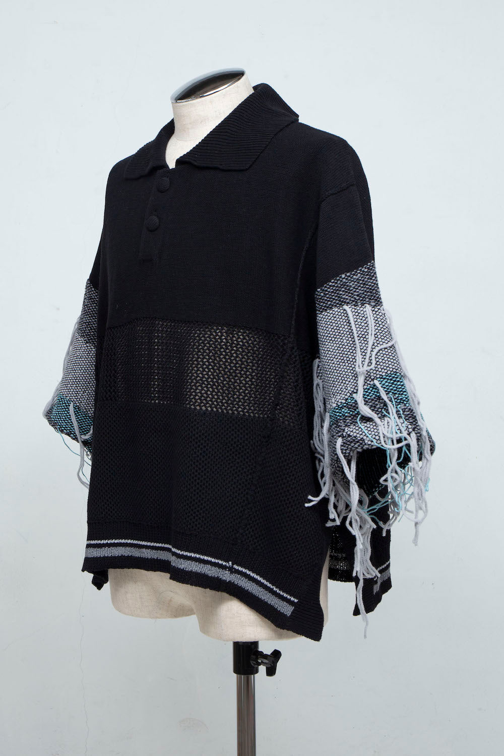 LB24SS-KNPS01-TRA-PS | スレッドインターシャサマーニットポロネック | BLACK