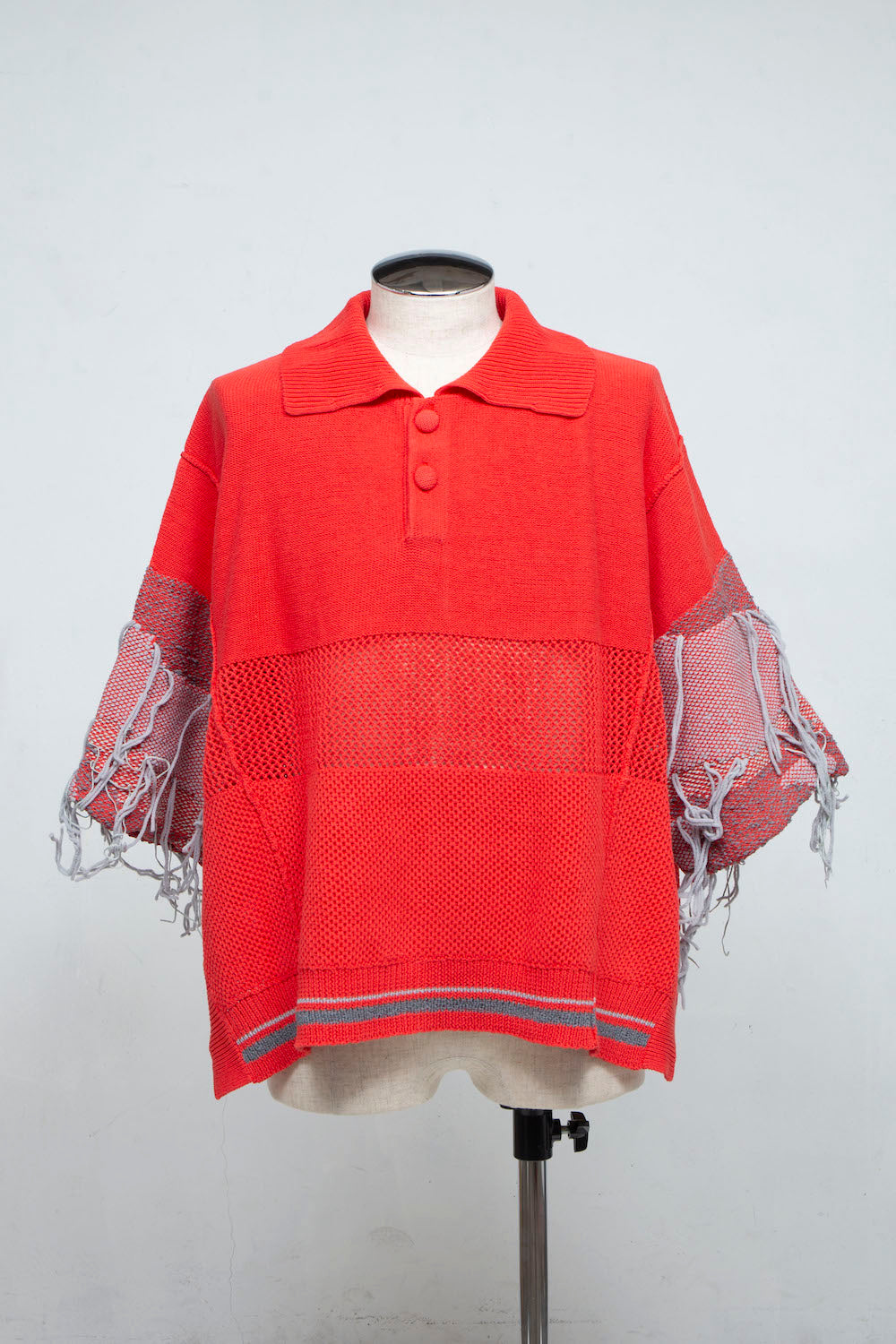 LB24SS-KNPS01-TRA-PS | スレッドインターシャサマーニットポロネック | RED ORANGE