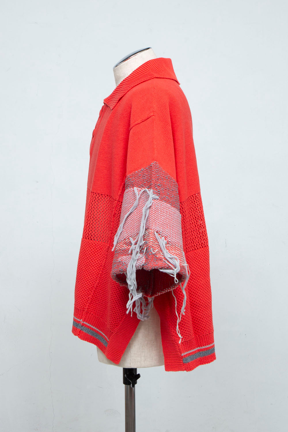 LB24SS-KNPS01-TRA-PS | スレッドインターシャサマーニットポロネック | RED ORANGE