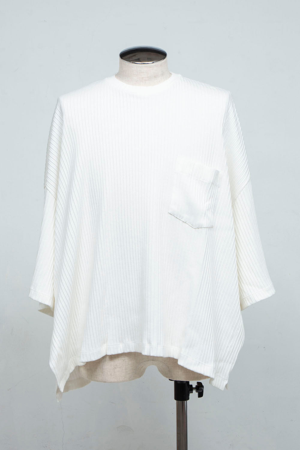 LB24SS-TE09-CPR-PL | 褶皱罗纹针织侧开衩 T 恤 | OFF WHITE