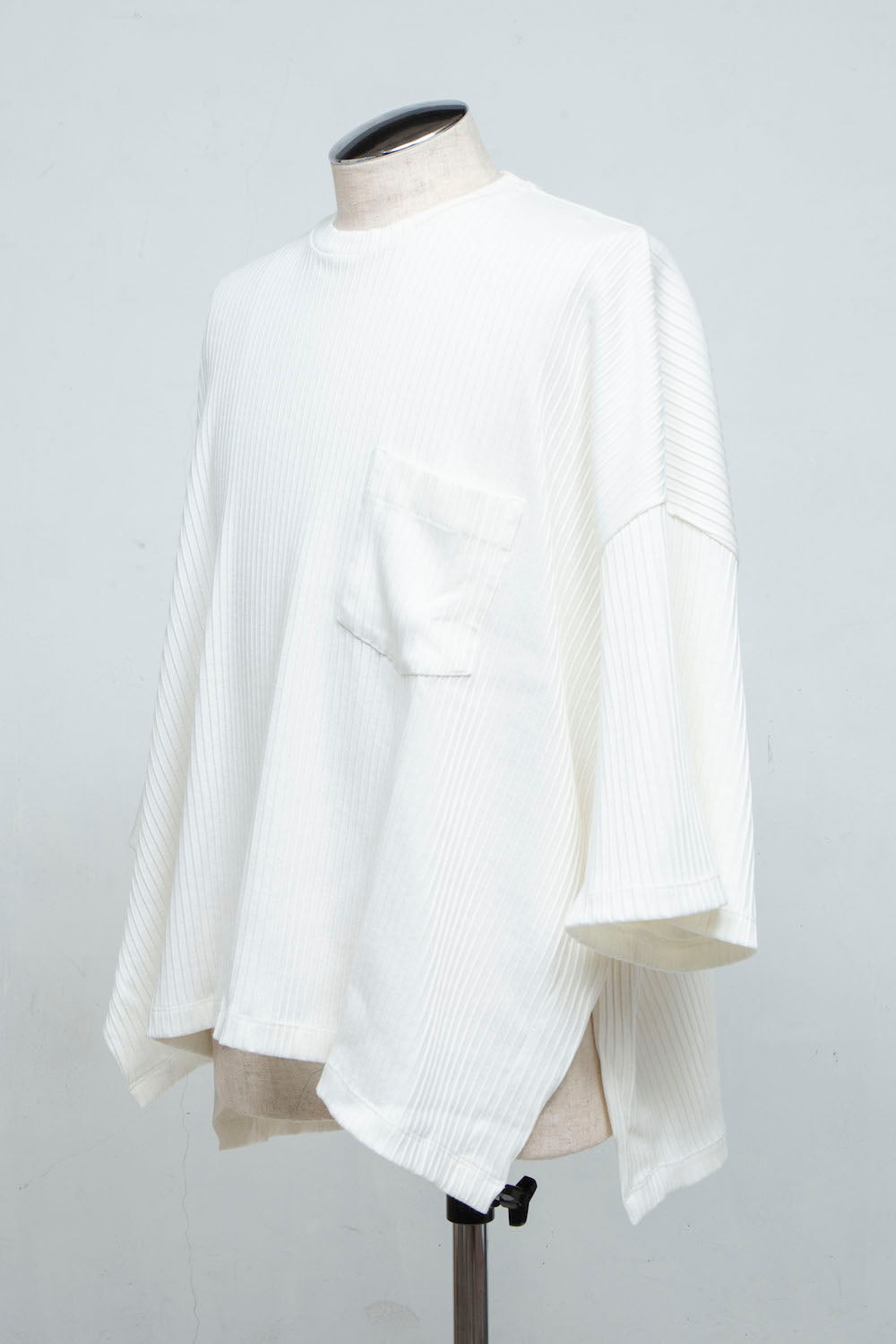 LB24SS-TE09-CPR-PL | 褶皱罗纹针织侧开衩 T 恤 | OFF WHITE