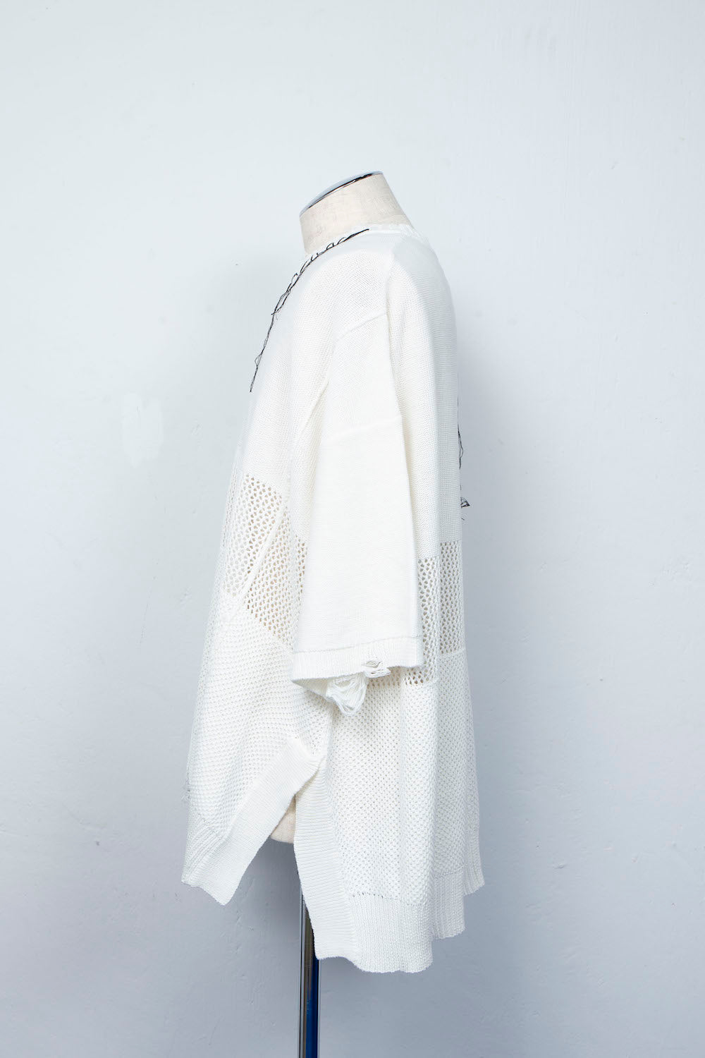 *限定* LBLM-KNTE02 | クラッシュドハンドステッチニットTシャツ | OFF WHITE