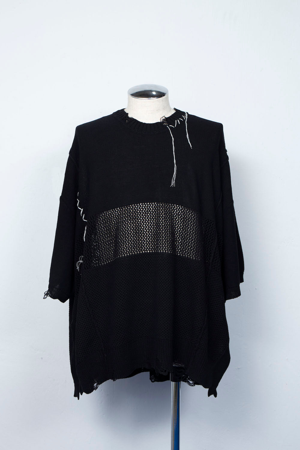 *Limited Edition* LBLM-KNTE02 | Crushed Hand Stitch Knit T-Shirt | BLACK