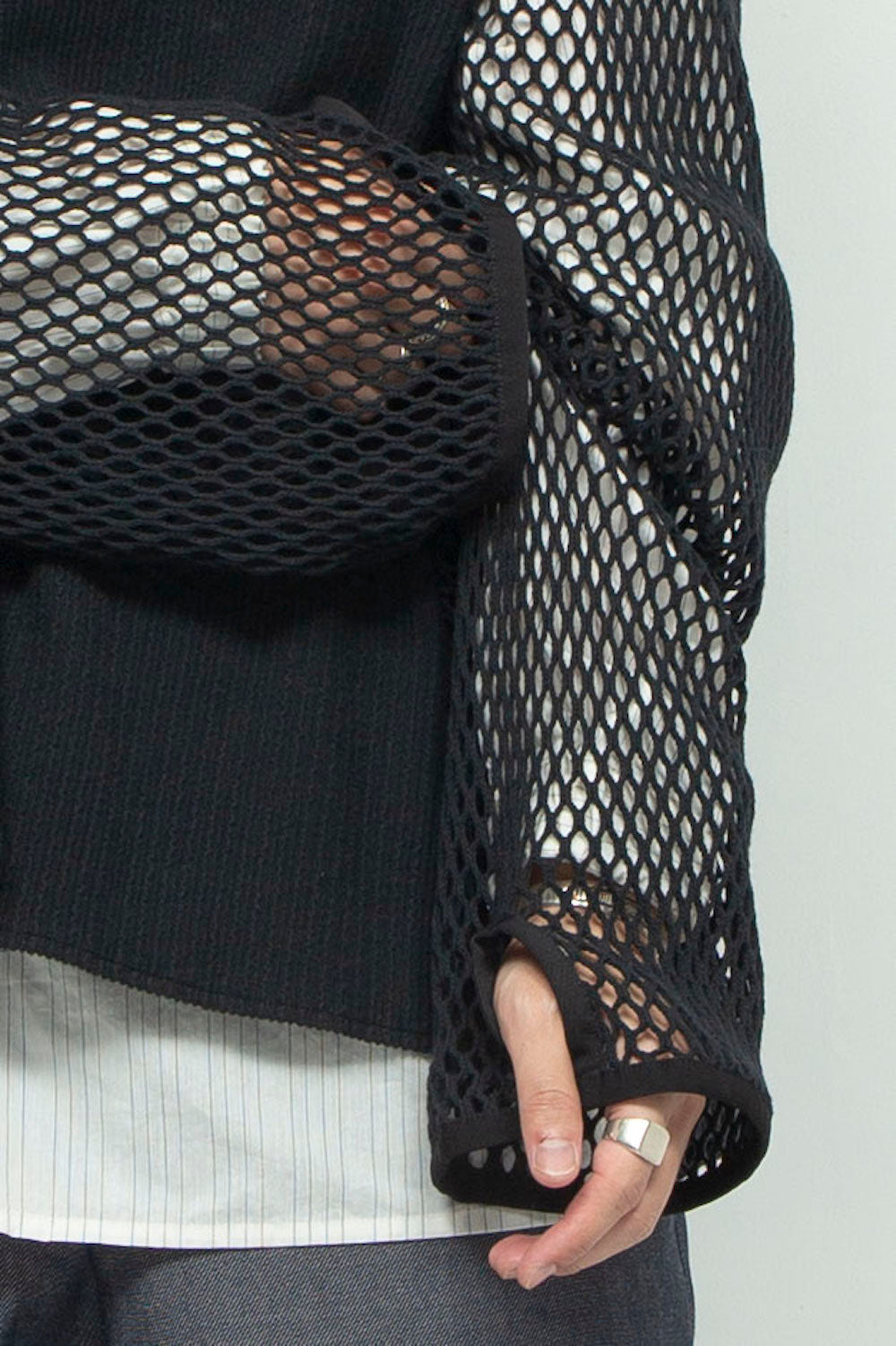*限定カラー* LB24AW-PO06-FSJ | フェイクレイヤーボートネックプルオーバー | BLACK×WHITE PIN STRIPE