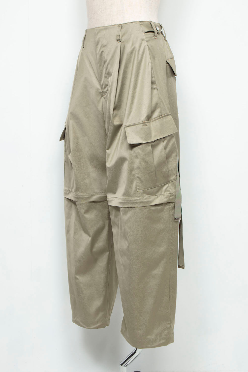 LB24AW-PT05-EMBLTH | FAKE-FAKE LEATHER 可拆卸工装裤 | SAGE