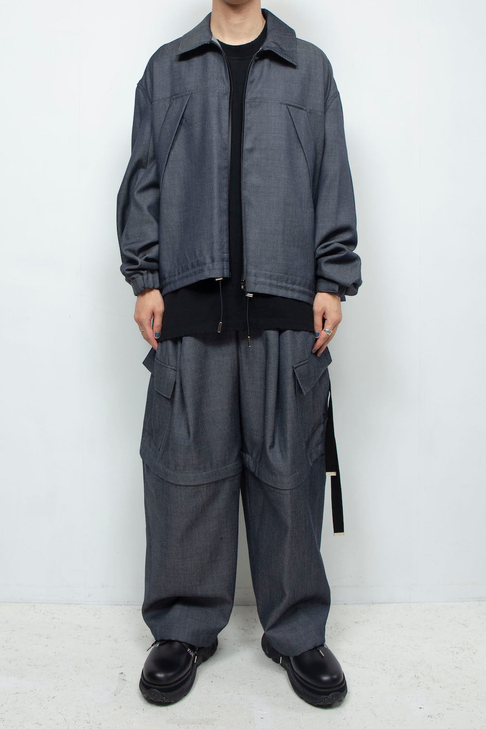 LB24AW-BL01-WDN | 羊毛人造牛仔 CWU 夹克 | 海军蓝