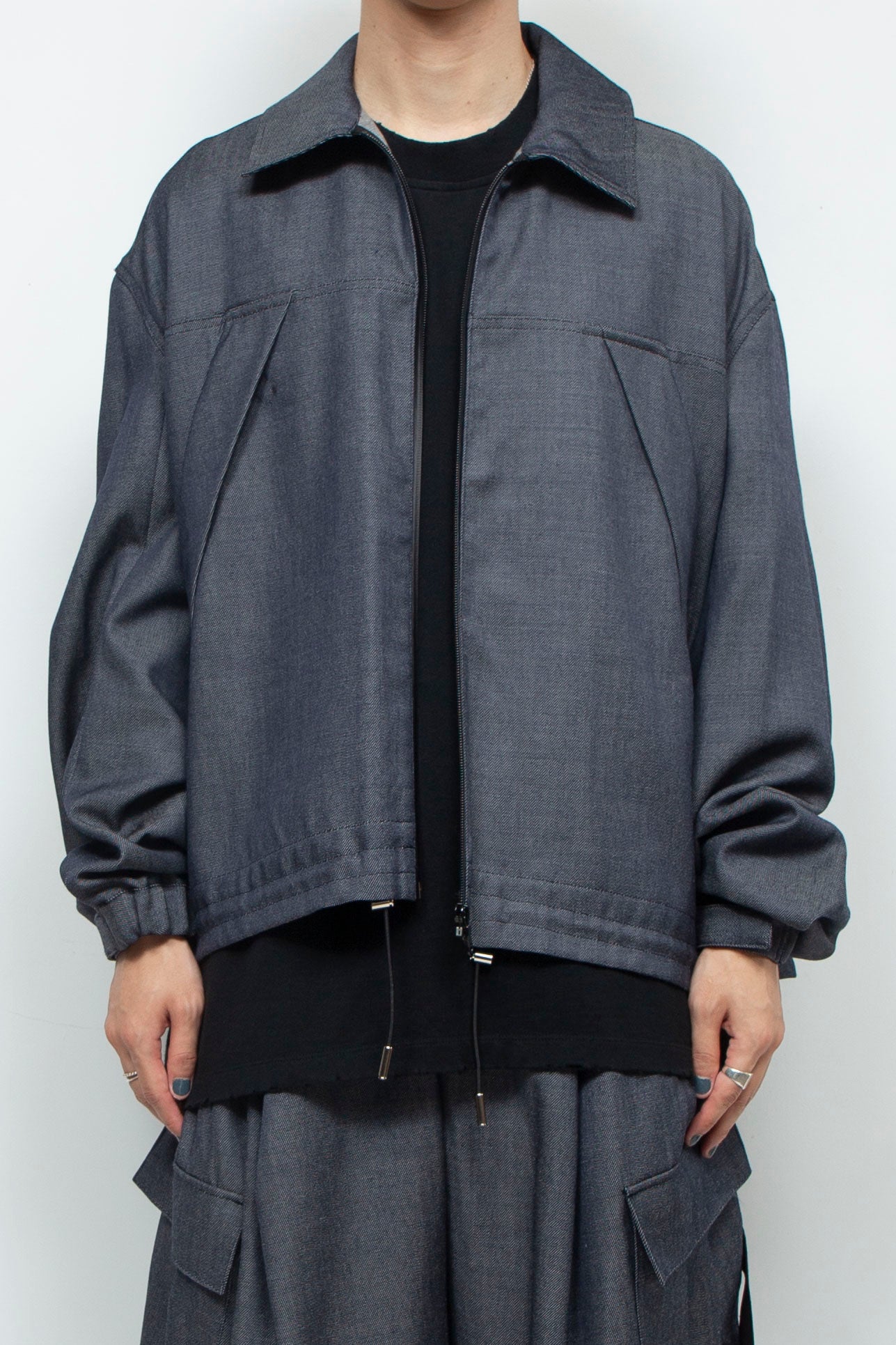 LB24AW-BL01-WDN | 羊毛人造牛仔 CWU 夹克 | 海军蓝
