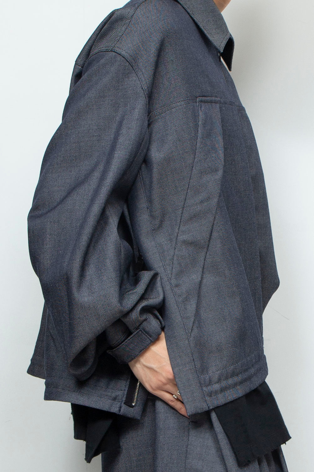 LB24AW-BL01-WDN | 羊毛人造牛仔 CWU 夹克 | 海军蓝