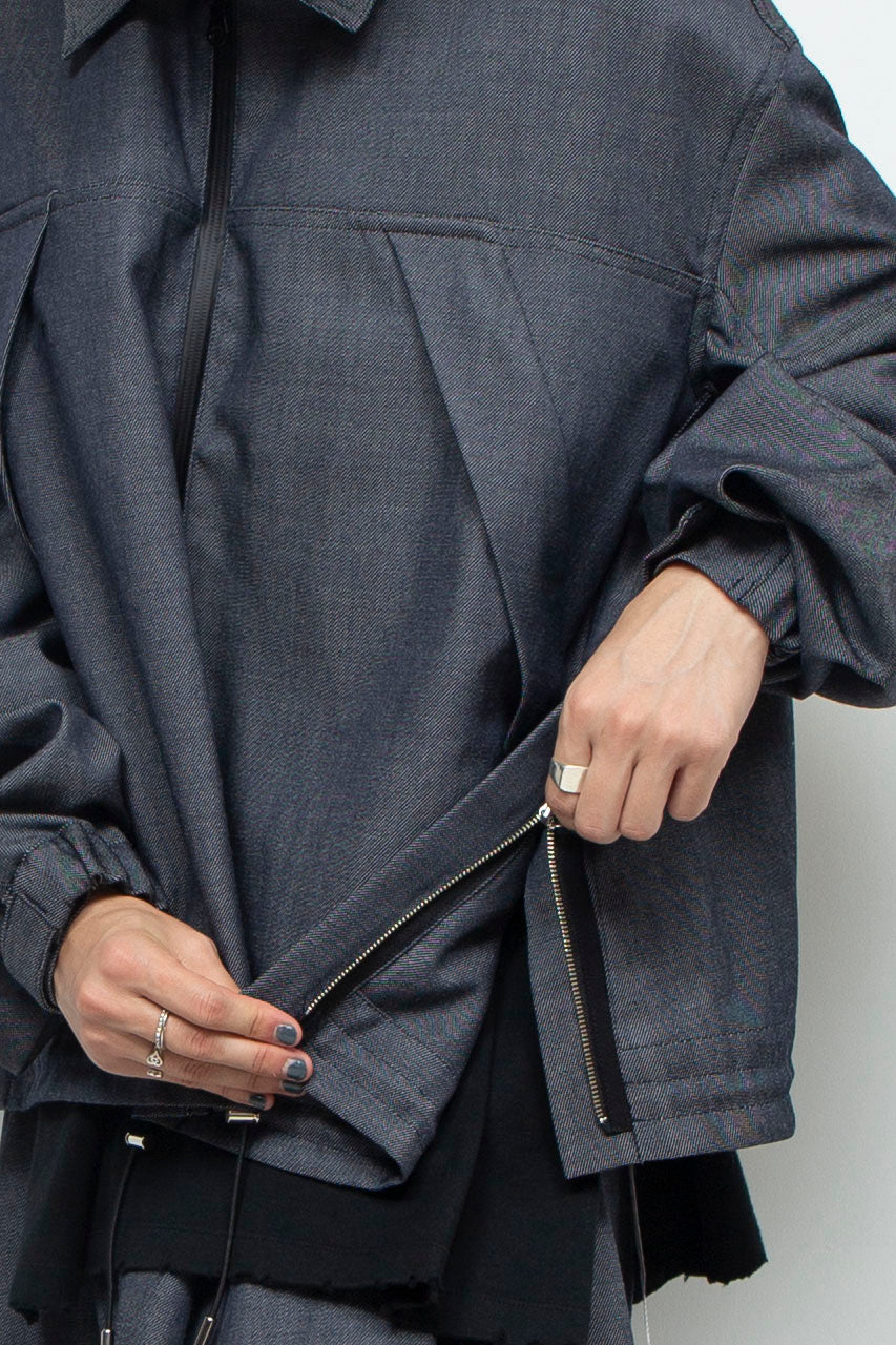 LB24AW-BL01-WDN | 羊毛人造牛仔 CWU 夹克 | 海军蓝