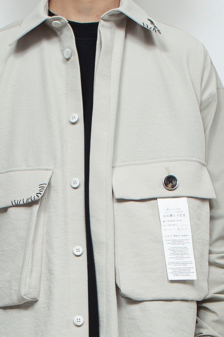 LB24AW-SH07-PAK-NBG | 手工缝制 CPO 衬衫夹克 | 霜白色