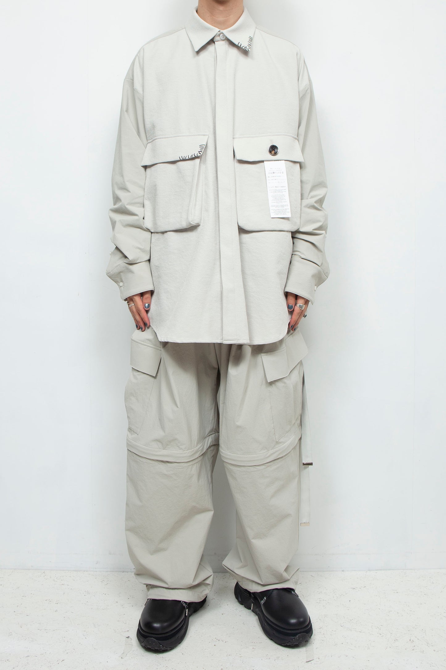LB24AW-SH07-PAK-NBG | 手工缝制 CPO 衬衫夹克 | 霜白色