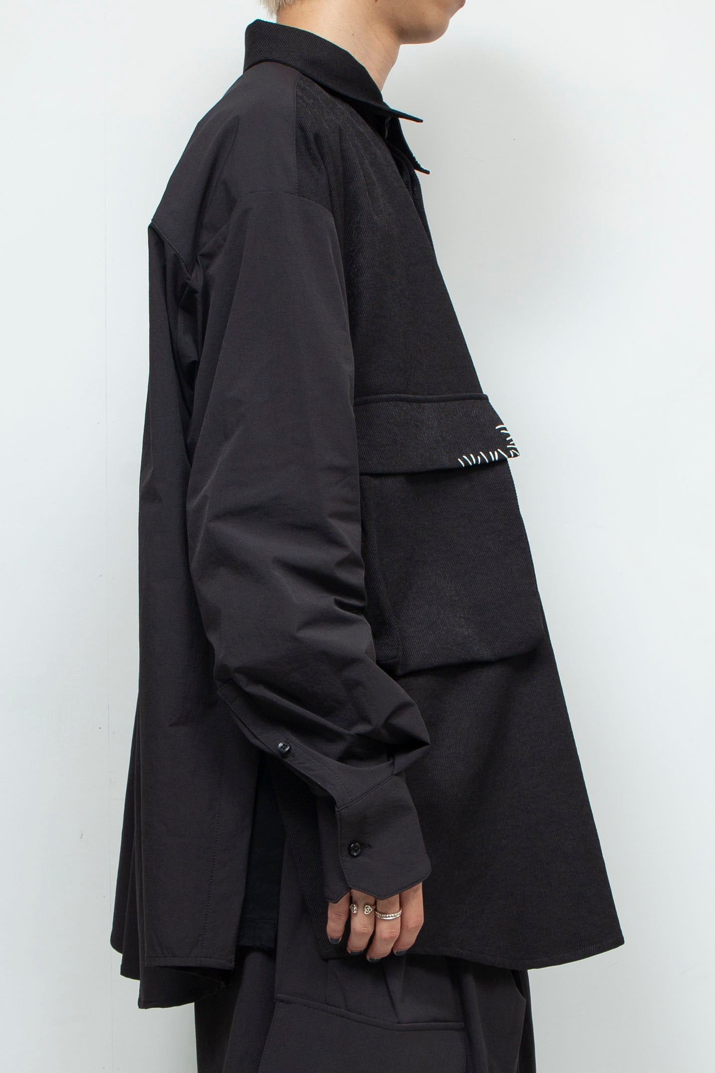 LB24AW-SH07-PAK-NBG | 手工缝制CPO 衬衫夹克| 黑色
