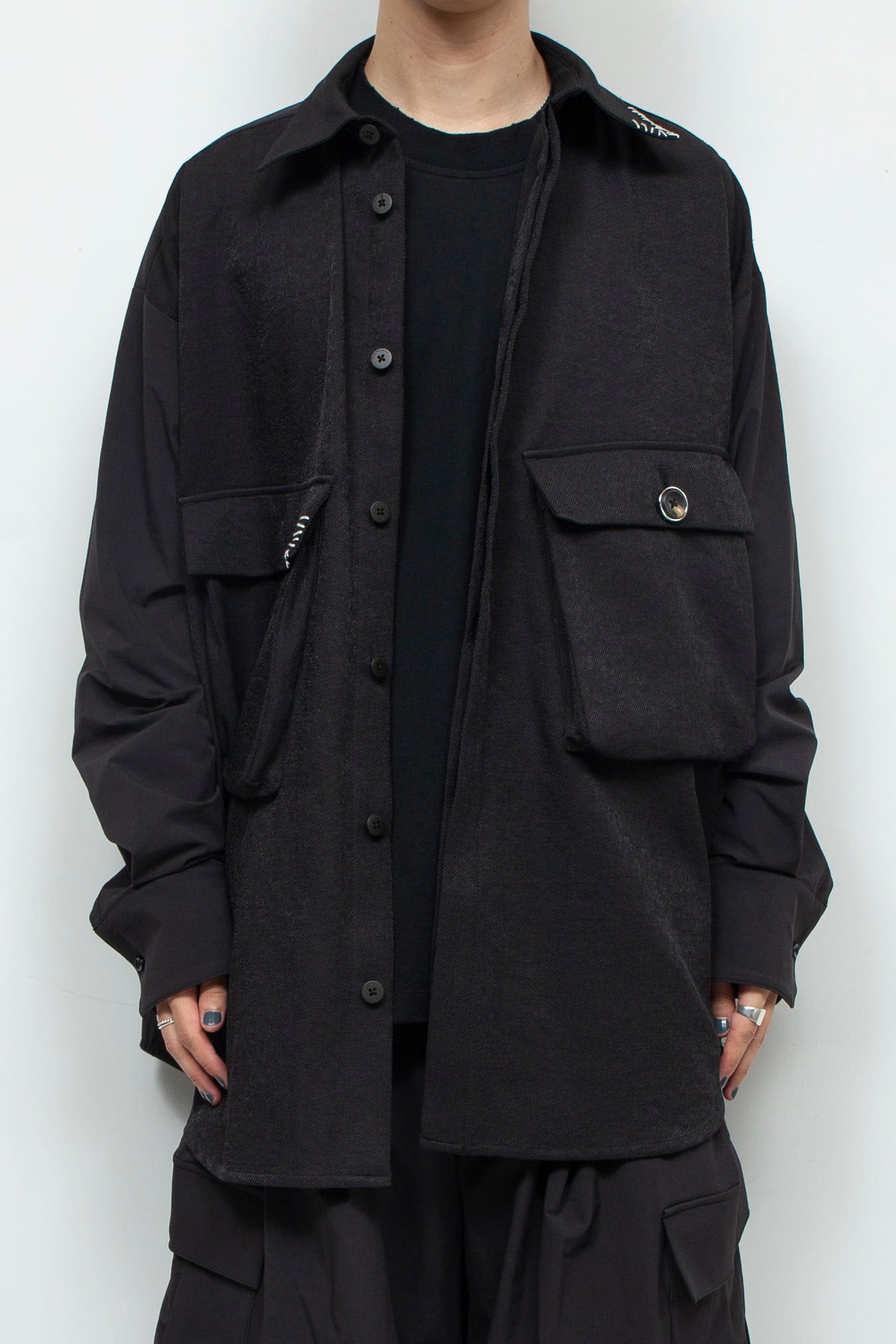 LB24AW-SH07-PAK-NBG | 手工缝制CPO 衬衫夹克| 黑色