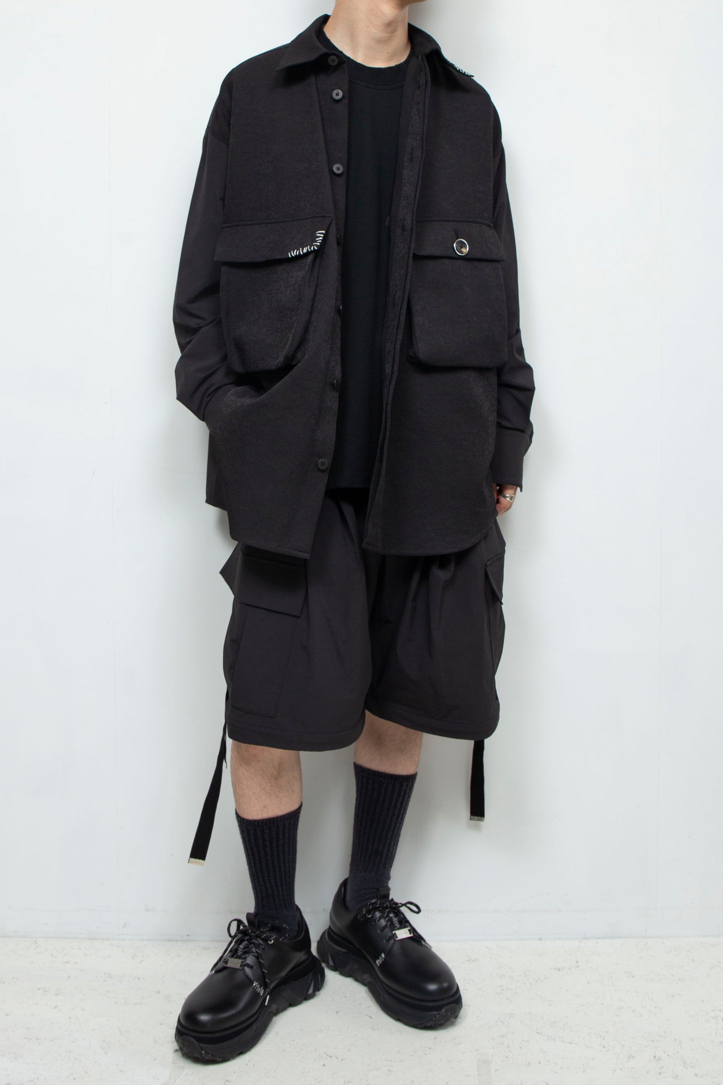 LB24AW-SH07-PAK-NBG | 手工缝制CPO 衬衫夹克| 黑色