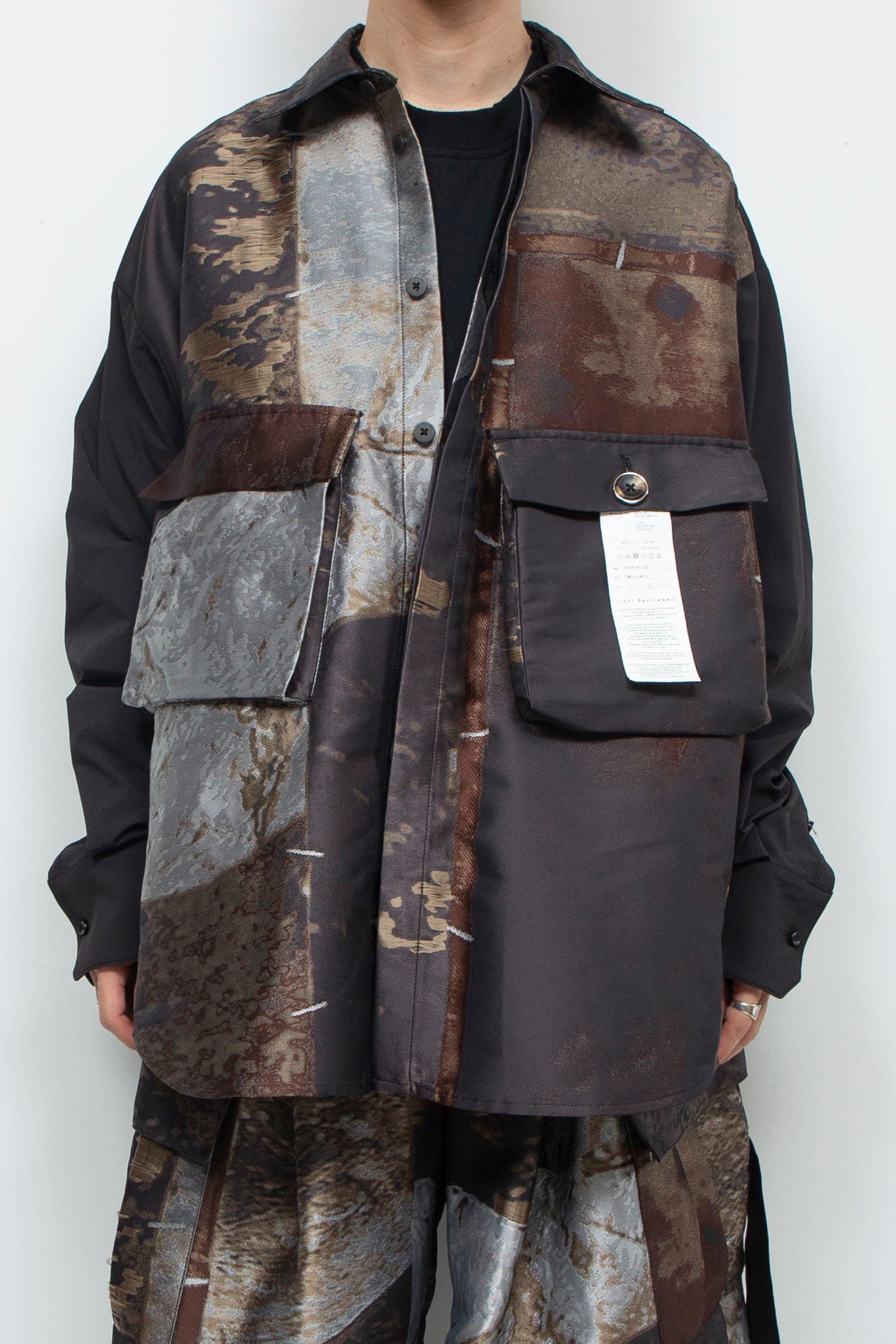LB24AW-SH07-JQD-NBG | 艺术图案做旧提花 CPO 衬衫夹克 | LUMBER&METAL