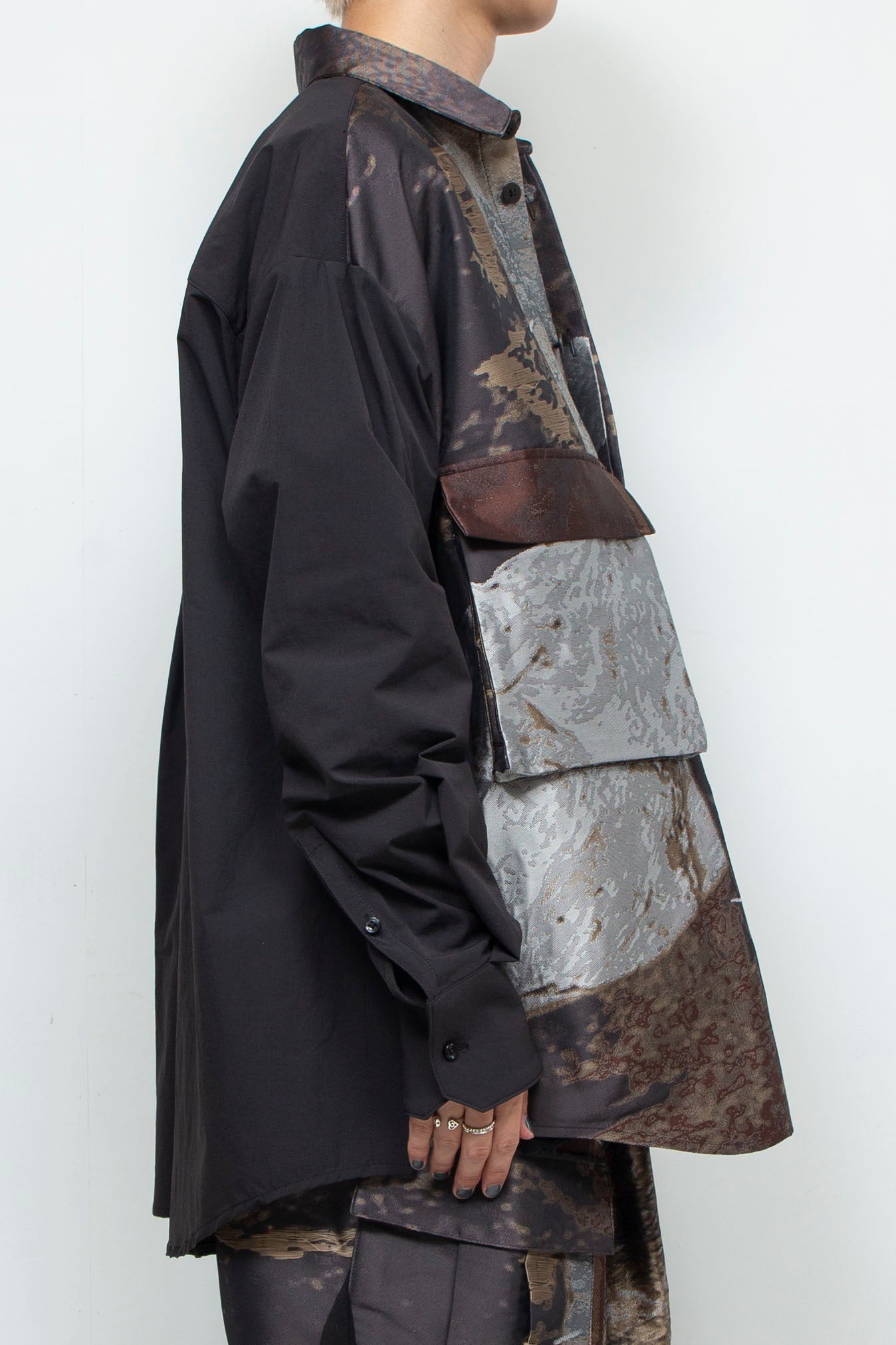 LB24AW-SH07-JQD-NBG | 艺术图案做旧提花 CPO 衬衫夹克 | LUMBER&METAL