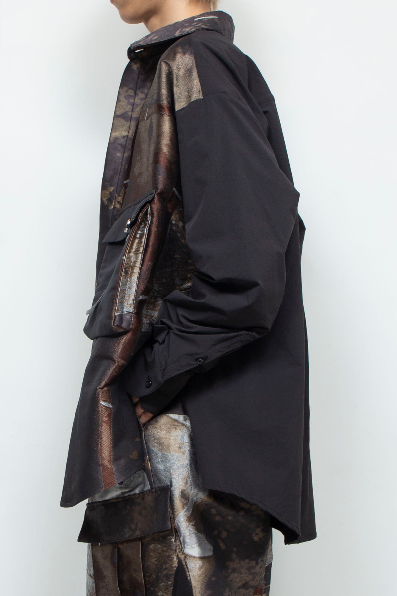 LB24AW-SH07-JQD-NBG | 艺术图案做旧提花 CPO 衬衫夹克 | LUMBER&METAL
