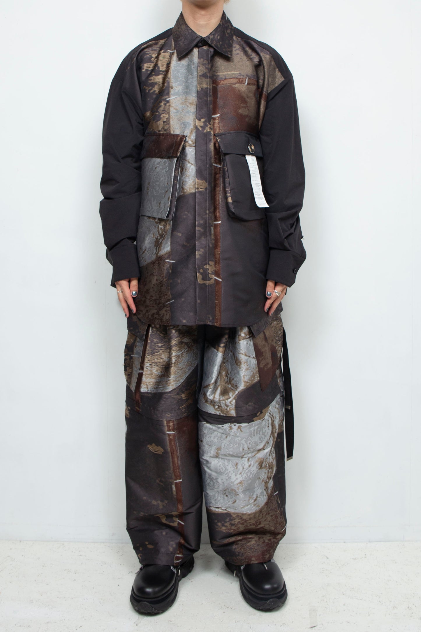 LB24AW-SH07-JQD-NBG | 艺术图案做旧提花 CPO 衬衫夹克 | LUMBER&METAL
