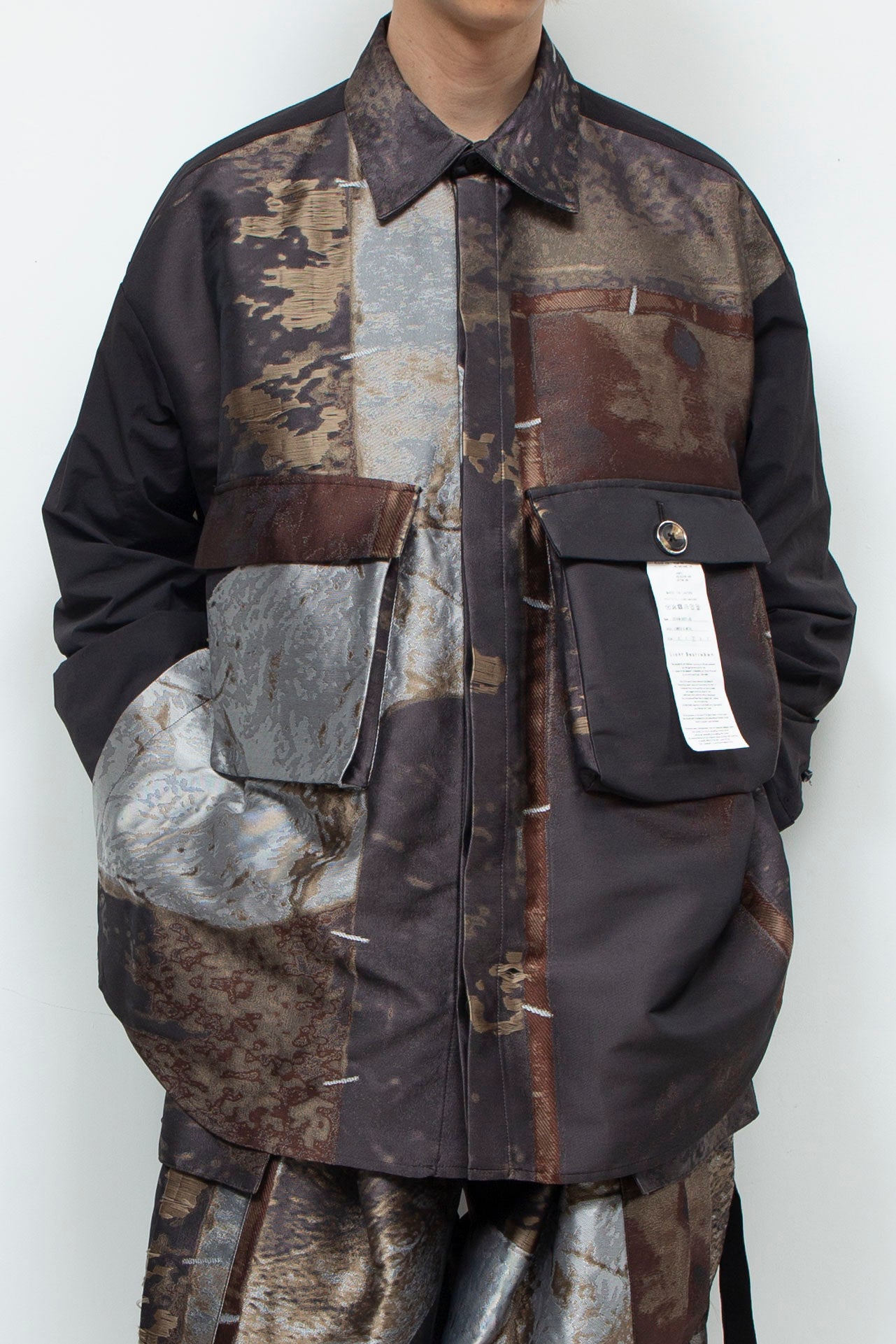 LB24AW-SH07-JQD-NBG | 艺术图案做旧提花 CPO 衬衫夹克 | LUMBER&METAL